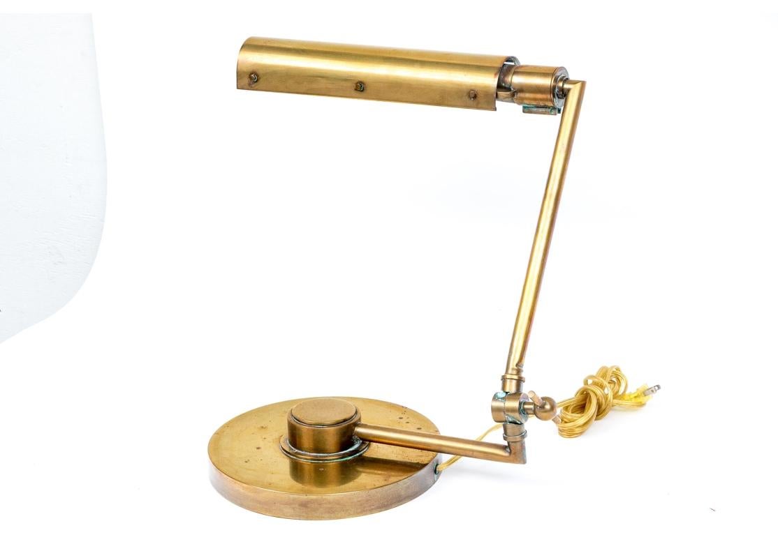 Industriel Rare Restored Industrial Age Adjustable Brass Task Lamp en vente