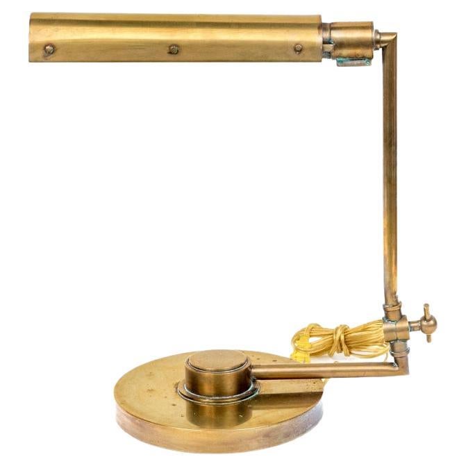 Rare Restored Industrial Age Adjustable Brass Task Lamp