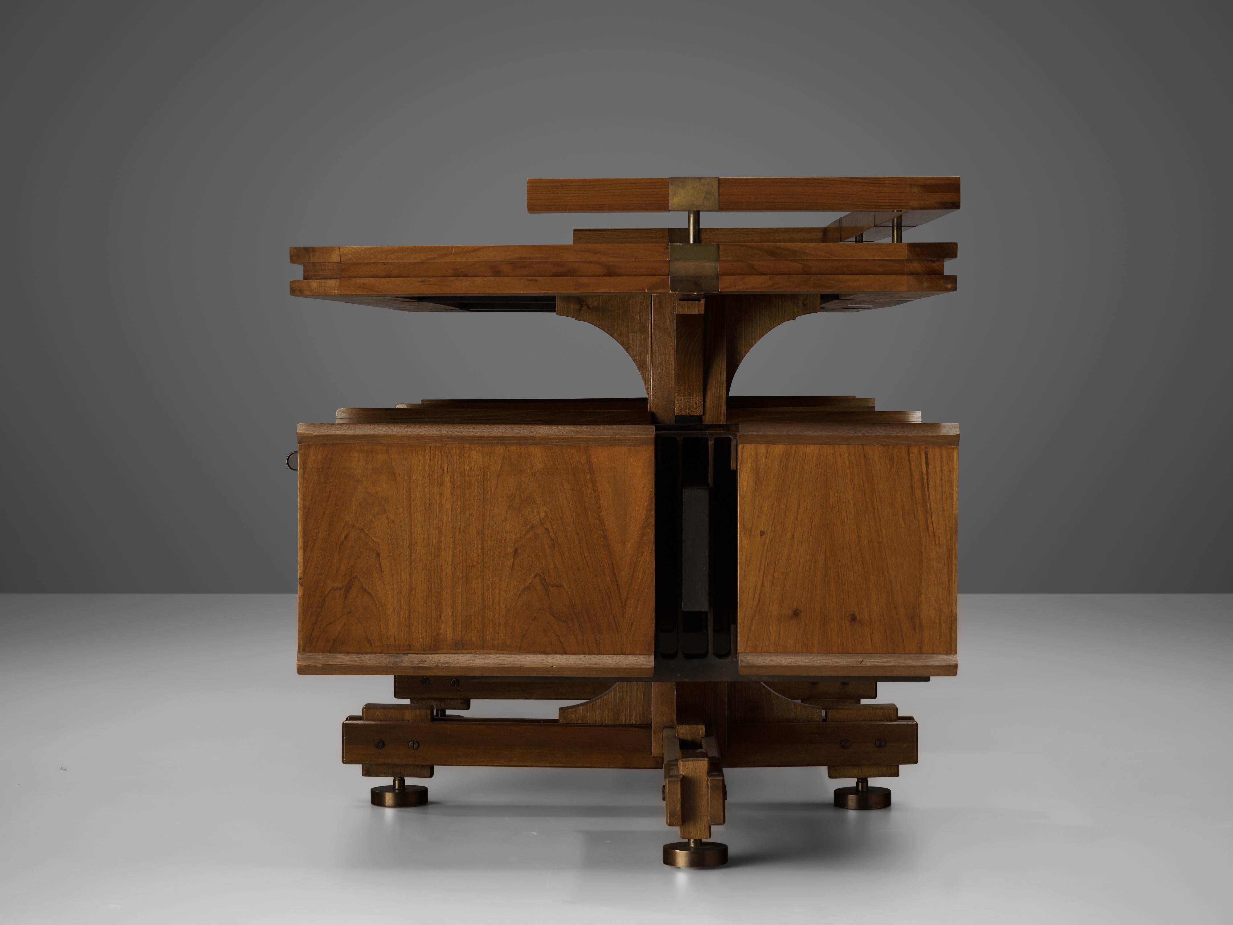 Rare Restored Italian Executive Desk in Walnut with Brass Details 5