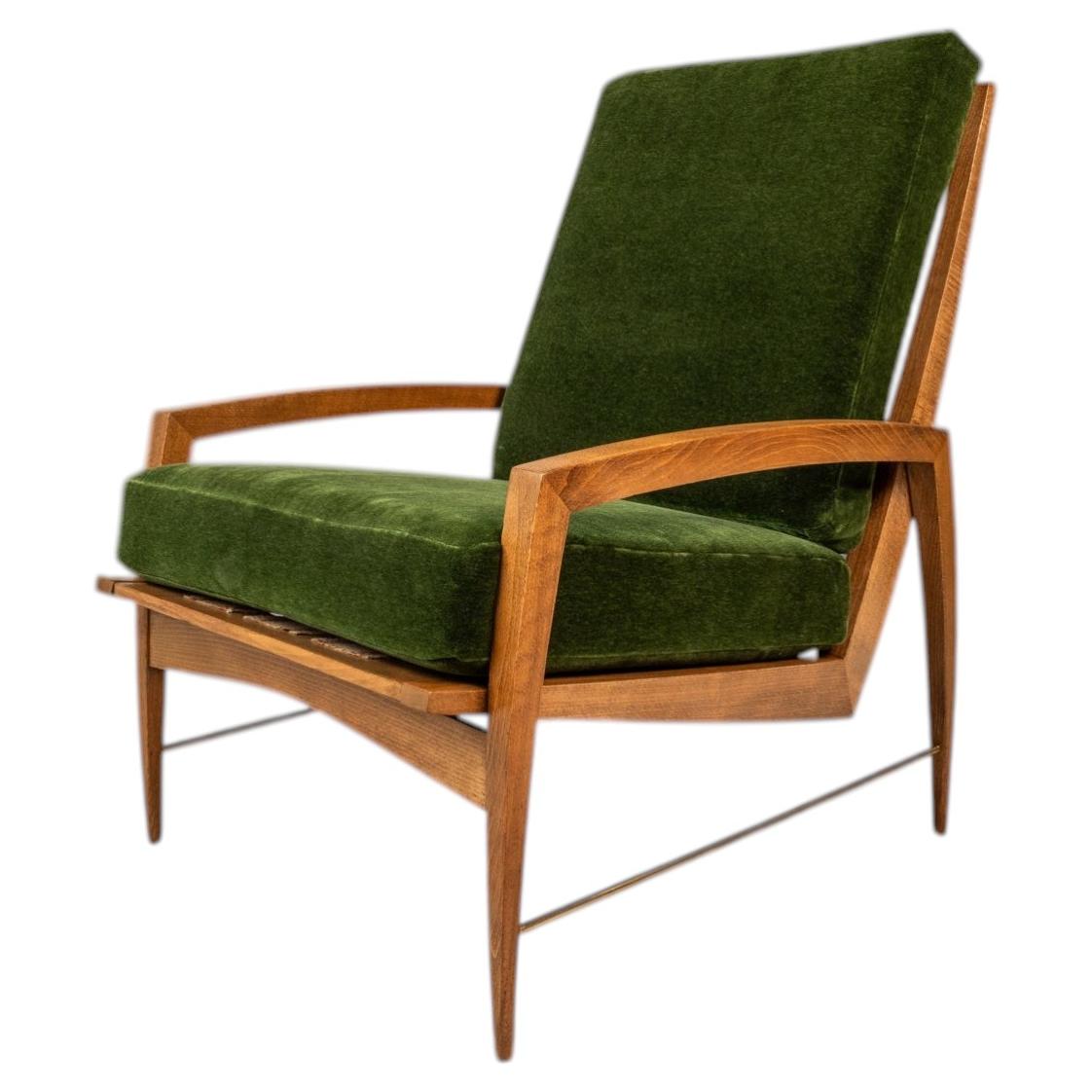 Rara silla de salón restaurada en haya por Dan Johnson para Selig, Dinamarca, c. 1950