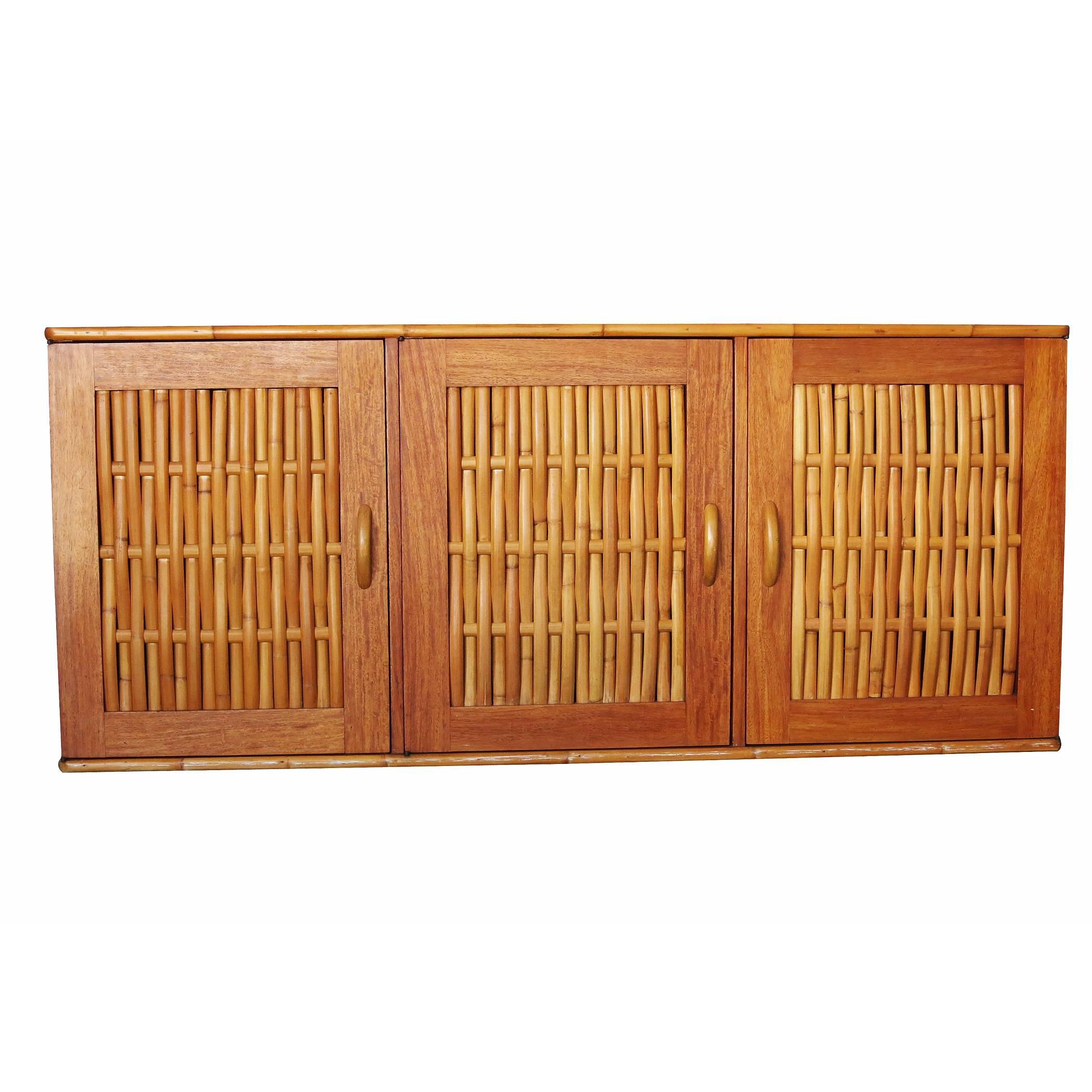 Rare Restored Midcentury Rattan and Mahogany Dining Set with Sideboard 2