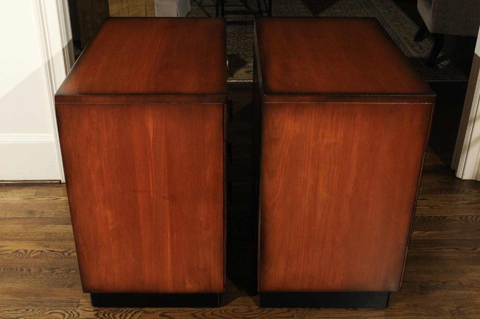 Stellar Restored Pair of Pagoda Commodes by John Wisner for Ficks Reed For Sale 3