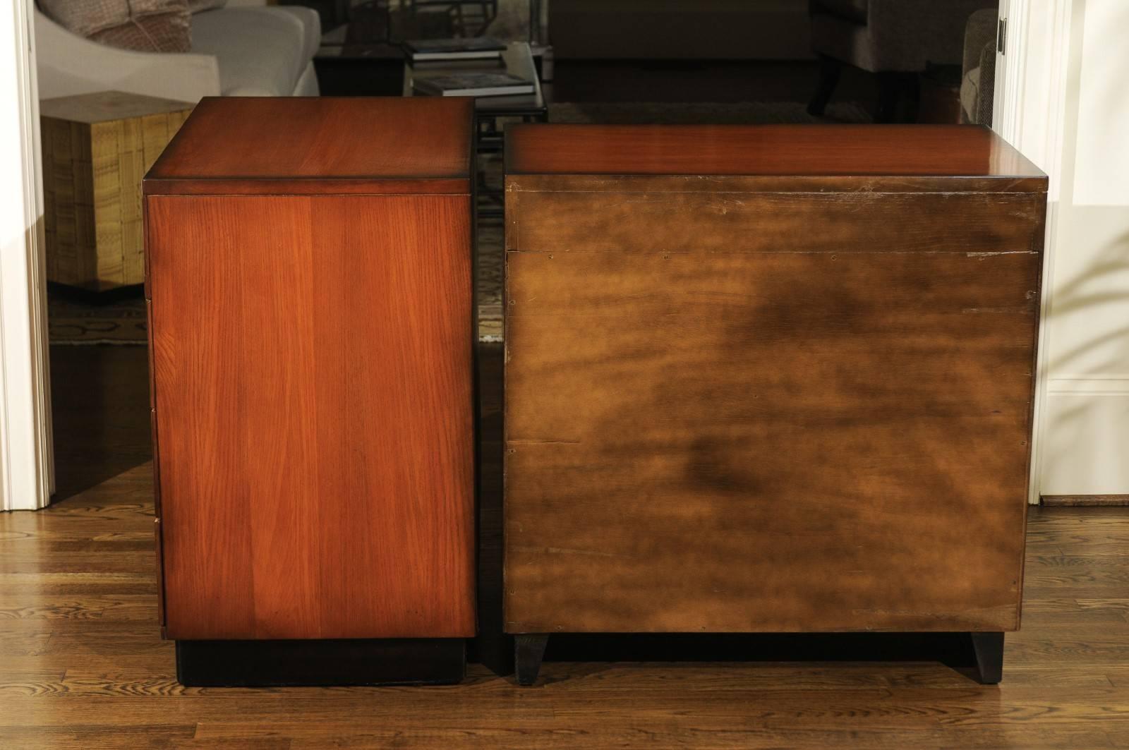 Stellar Restored Pair of Pagoda Commodes by John Wisner for Ficks Reed For Sale 9