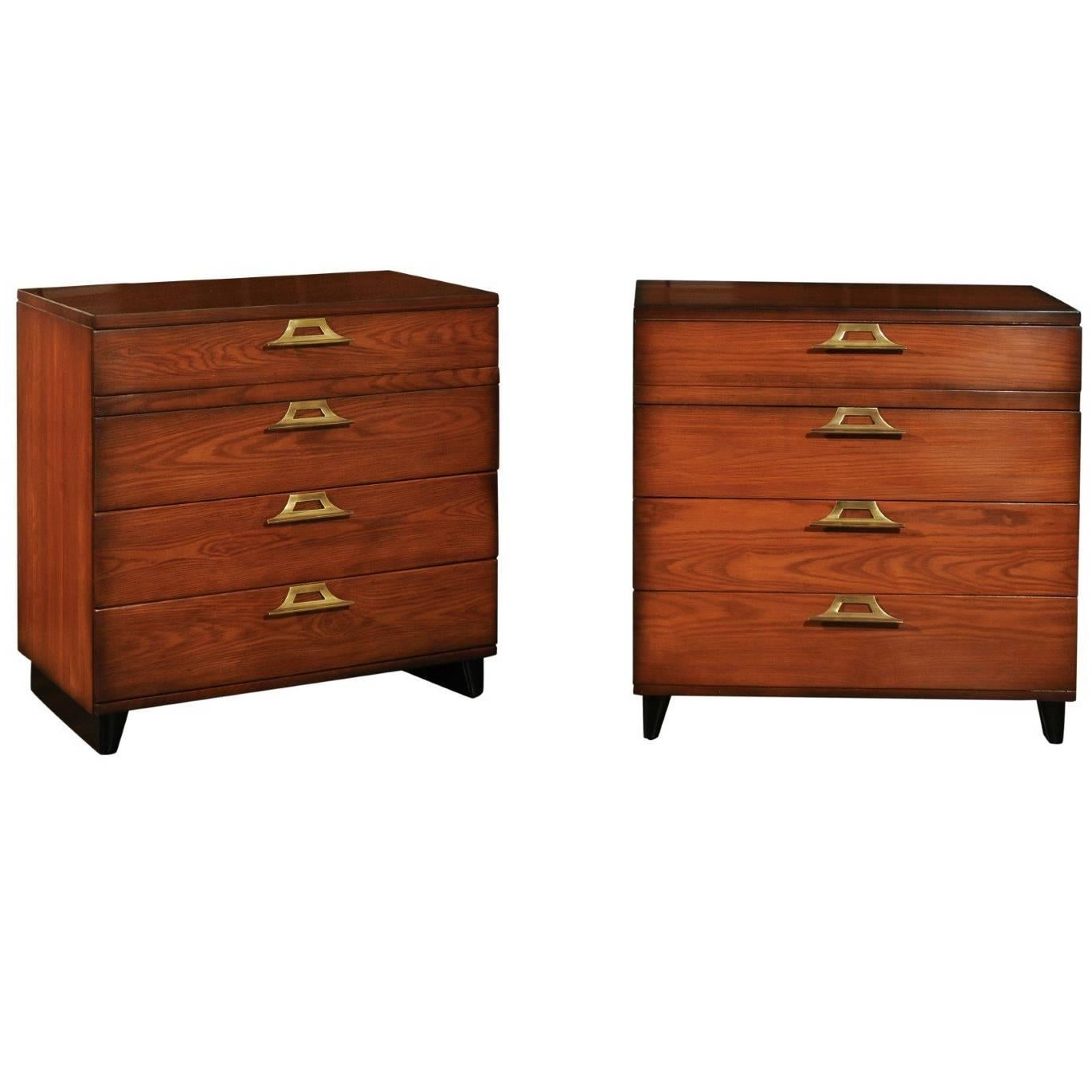 Stellar Restored Pair of Pagoda Commodes by John Wisner for Ficks Reed