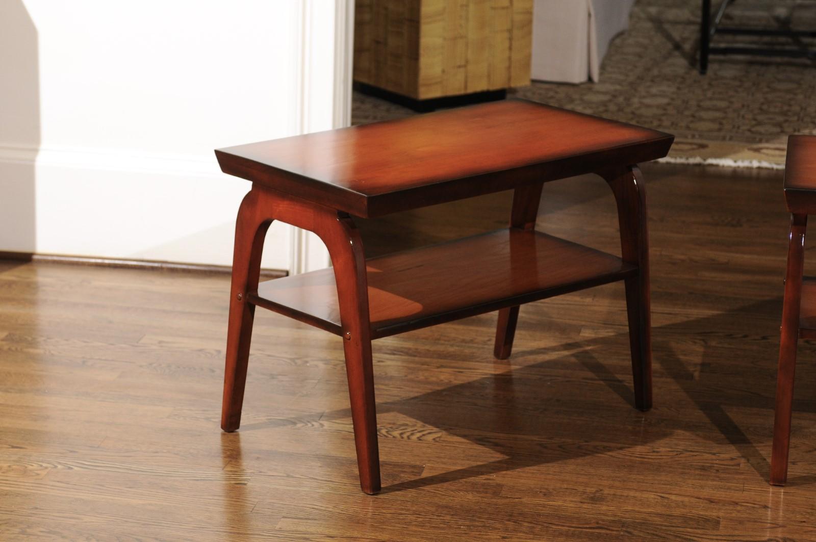 Paire de tables d'appoint rares restaurées et rares par John Wisner pour Ficks Reed, vers 1954 en vente 9