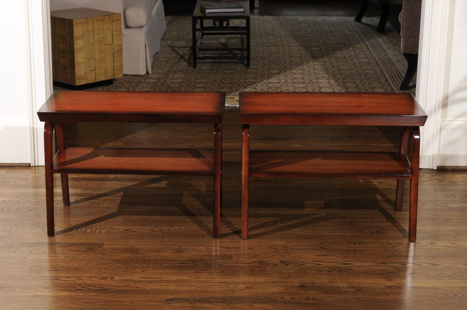 Paire de tables d'appoint rares restaurées et rares par John Wisner pour Ficks Reed, vers 1954 en vente 1