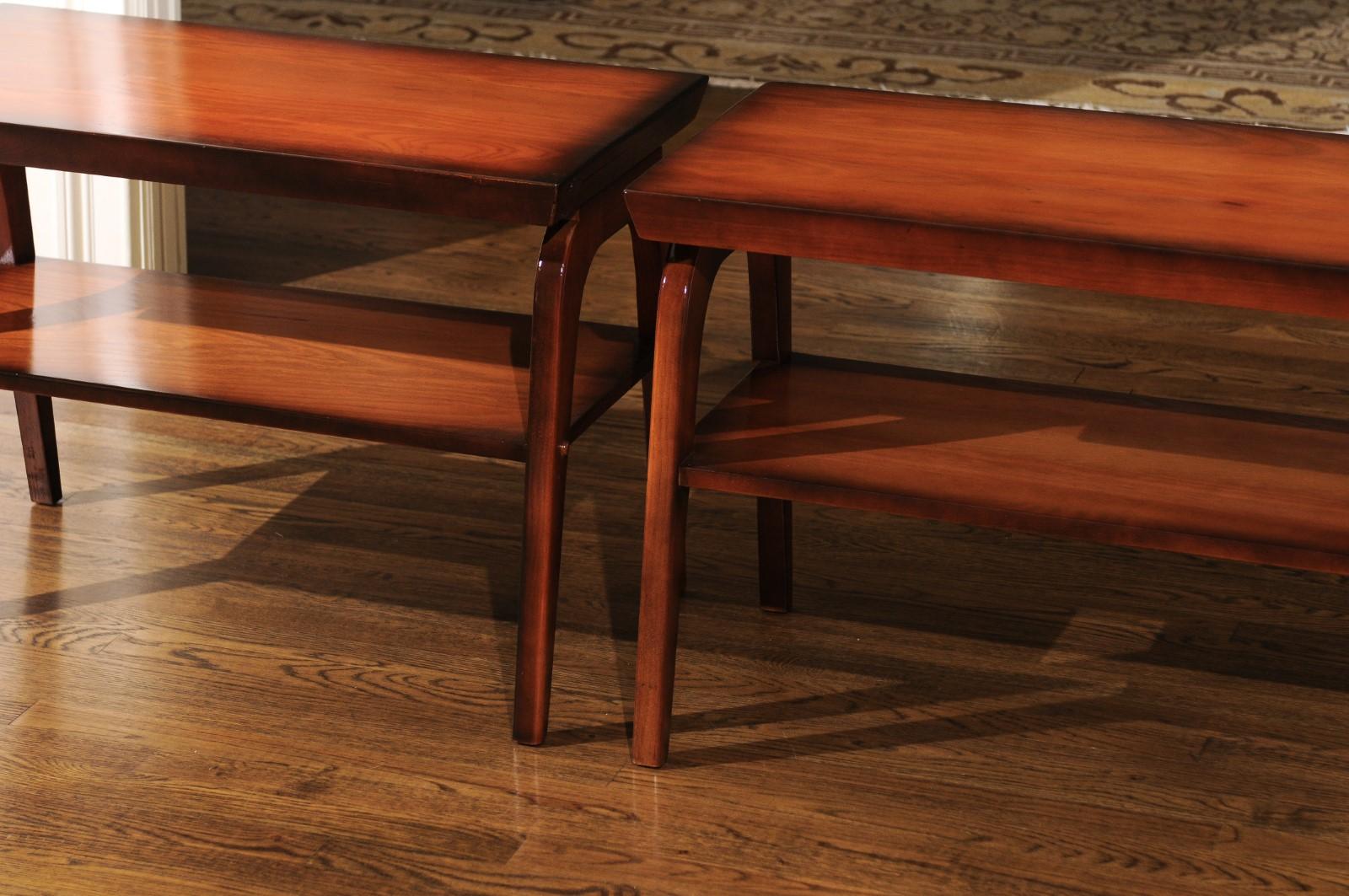Paire de tables d'appoint rares restaurées et rares par John Wisner pour Ficks Reed, vers 1954 en vente 2