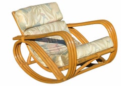 Rare Restored Pretzel Arm Rattan Rocking Chair with Ottoman