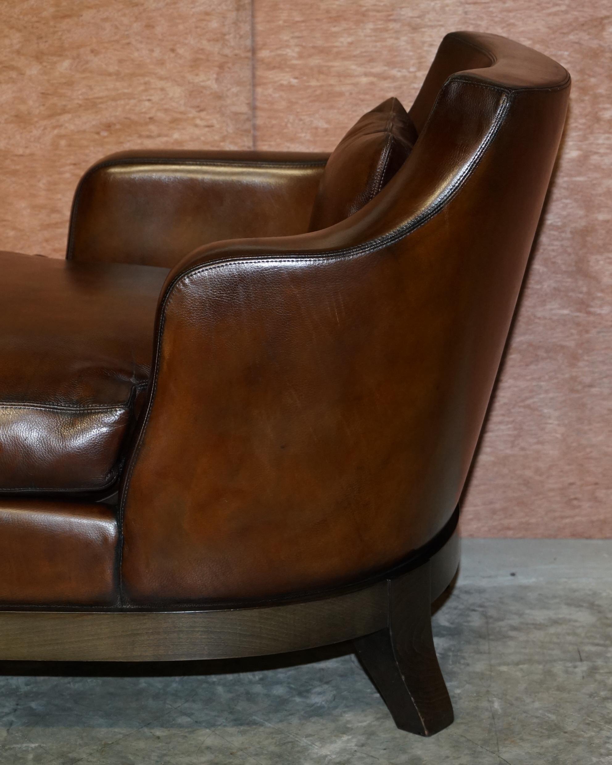 Rare Restored Promemoria Gioconda Italian Brown Leather Chaise Lounge Daybed For Sale 2