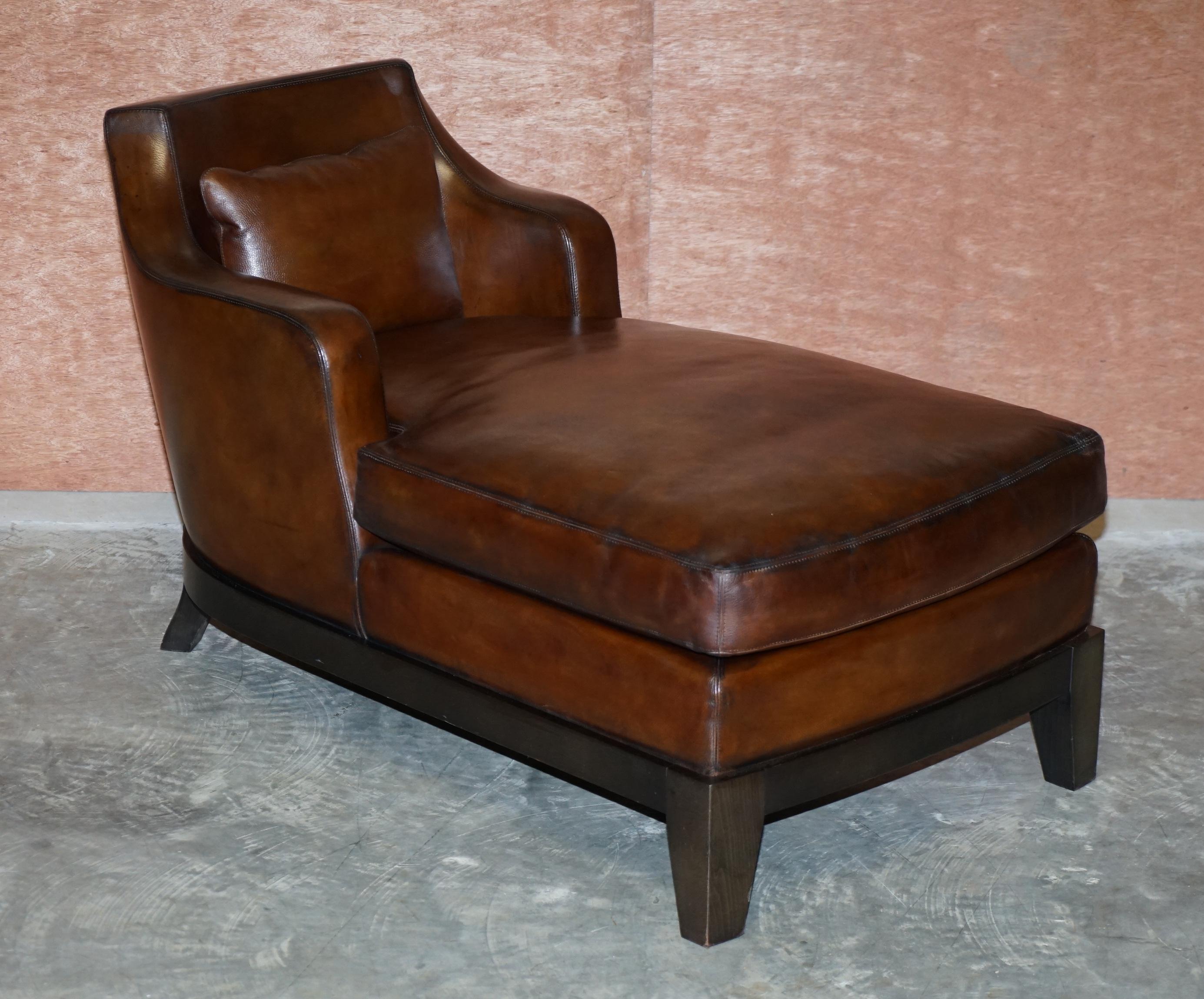 Restauriertes restauriertes Promemoria Gioconda Italienisches braunes Leder Chaise Lounge Daybed, Sessel (Art déco) im Angebot