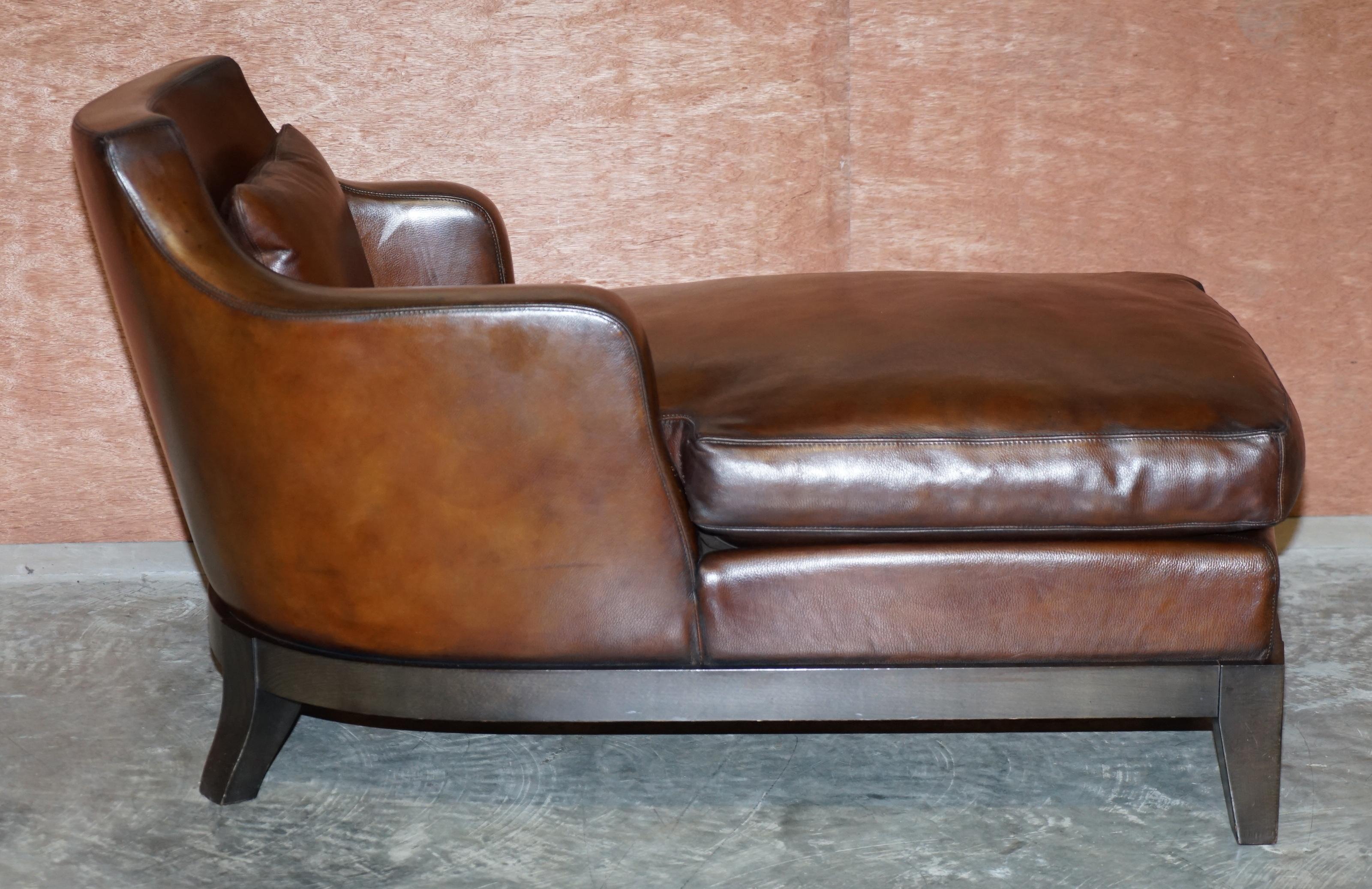 Restauriertes restauriertes Promemoria Gioconda Italienisches braunes Leder Chaise Lounge Daybed, Sessel (Handgefertigt) im Angebot