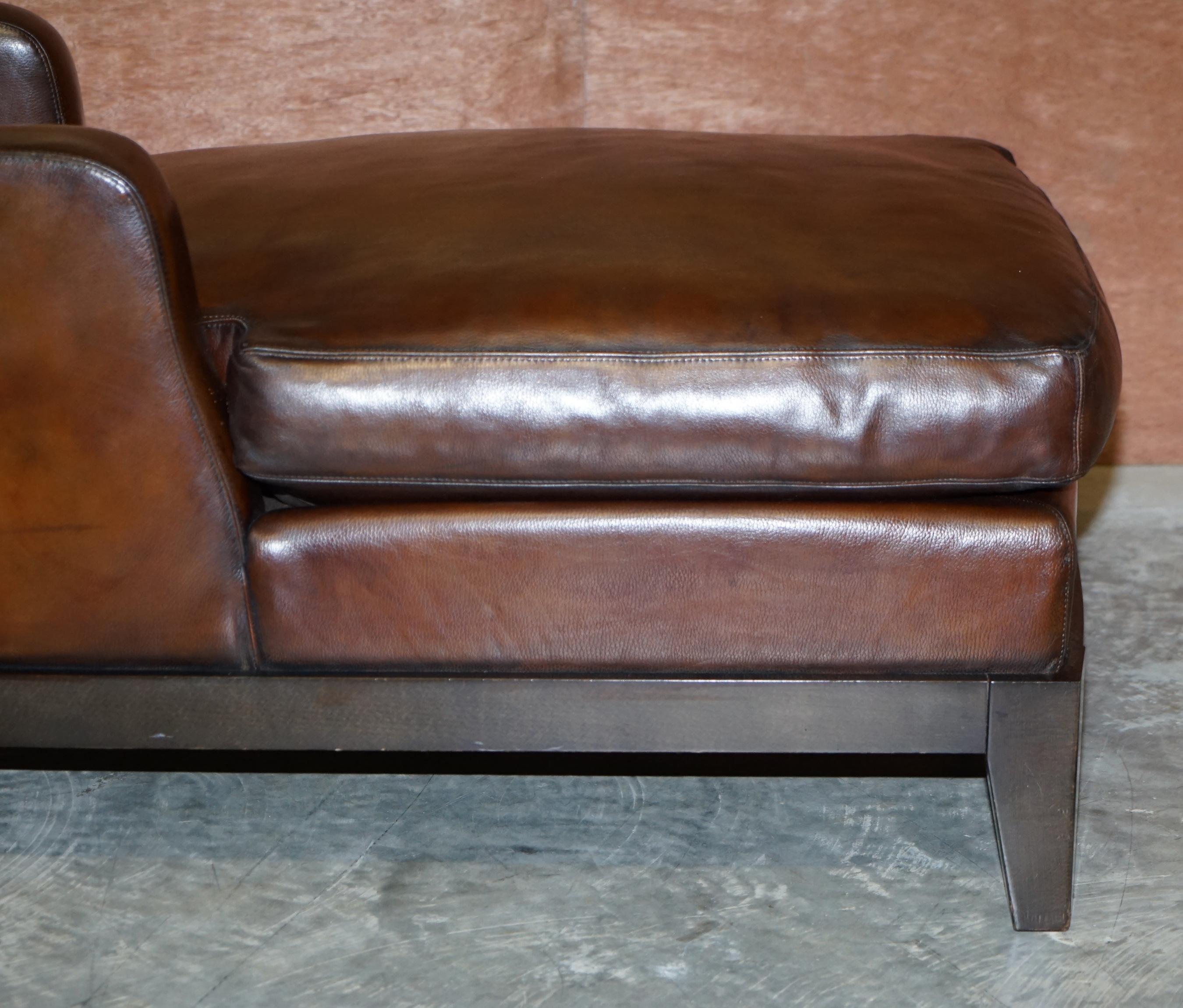 Art Deco Rare Restored Promemoria Gioconda Italian Brown Leather Chaise Lounge Daybed For Sale