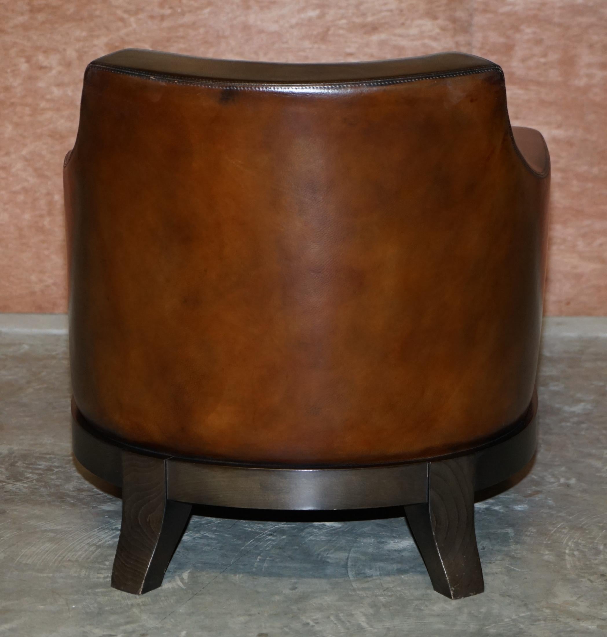 Fauteuil de salon en cuir marron italien Promemoria Gioconda restauré et rare en vente 1