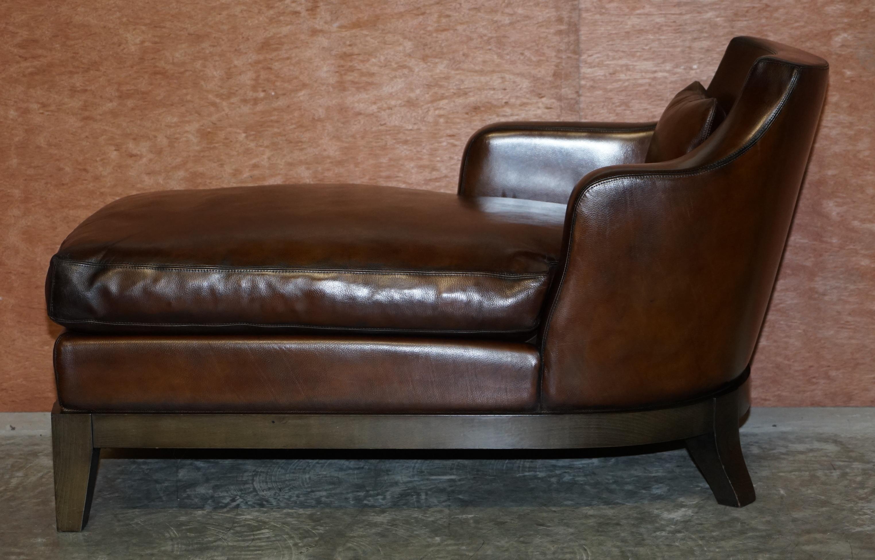 20th Century Rare Restored Promemoria Gioconda Italian Brown Leather Chaise Lounge Daybed For Sale