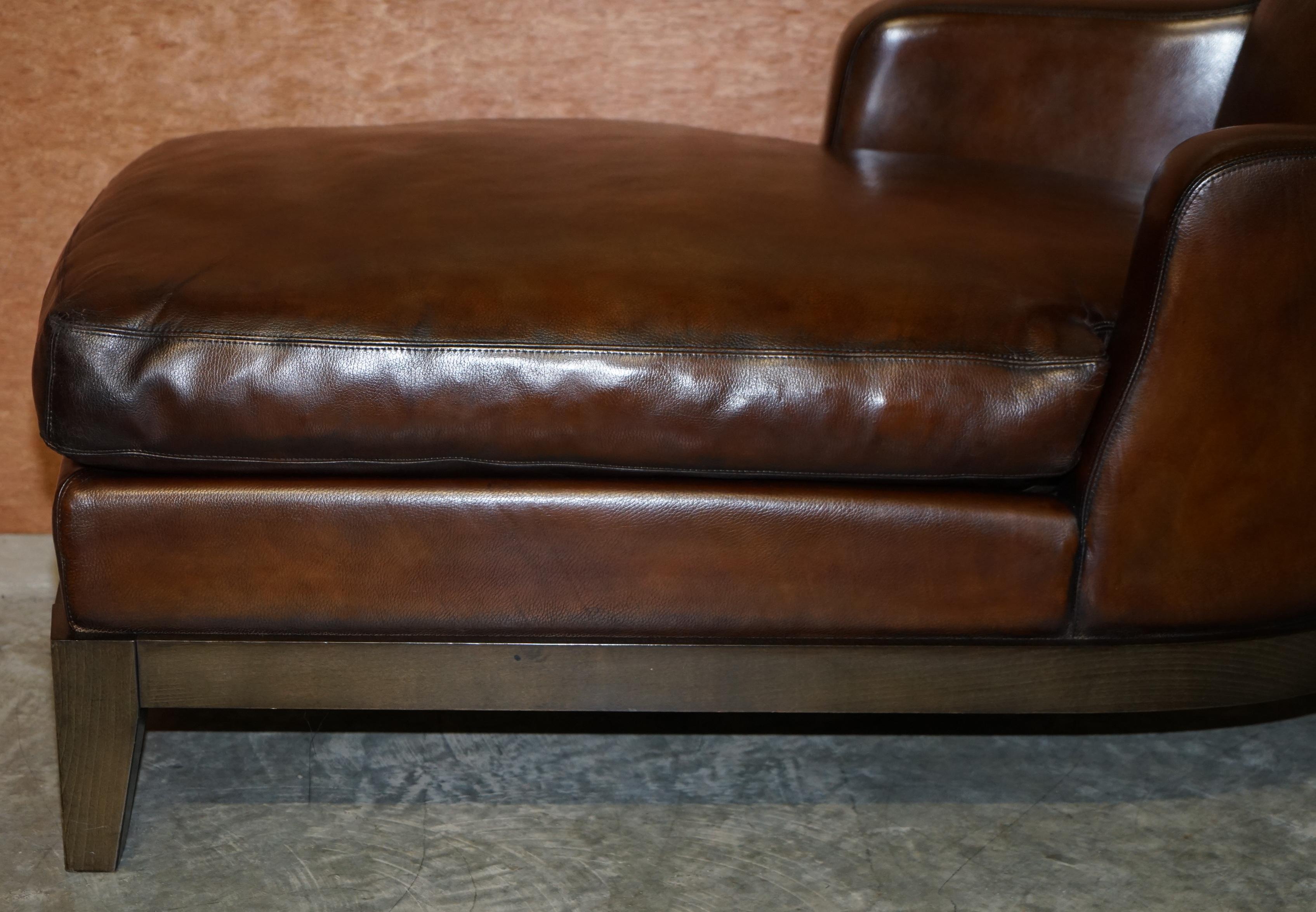 Rare Restored Promemoria Gioconda Italian Brown Leather Chaise Lounge Daybed For Sale 1