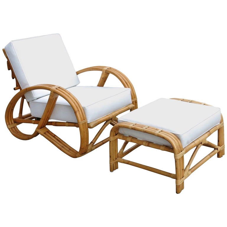 Rare Red Rattan Reclining Lounge Chair With 3 4 Pretzel Arms Rare Red Rattan Reclining Lounge Chair With 3 4 Pretzel Arms And Ottoman For