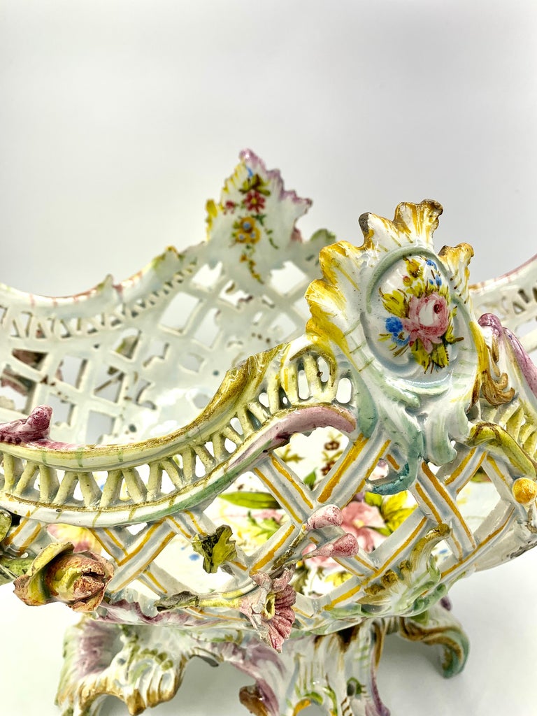 Rare Reticulated Antique Italian Nove Faience Rococo Flower Garland ...