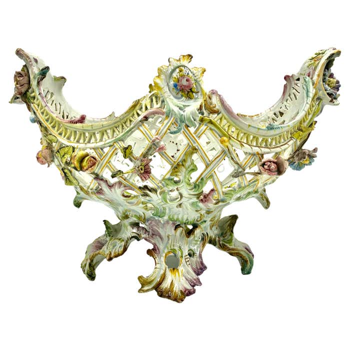 Rare Reticulated Antique Italian Nove Faience Rococo Flower Garland ...