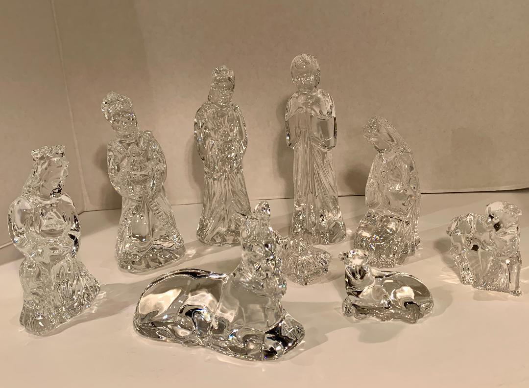 Rare Retired Waterford Crystal Nativity Set, Nine Pieces, Made in Ireland 1