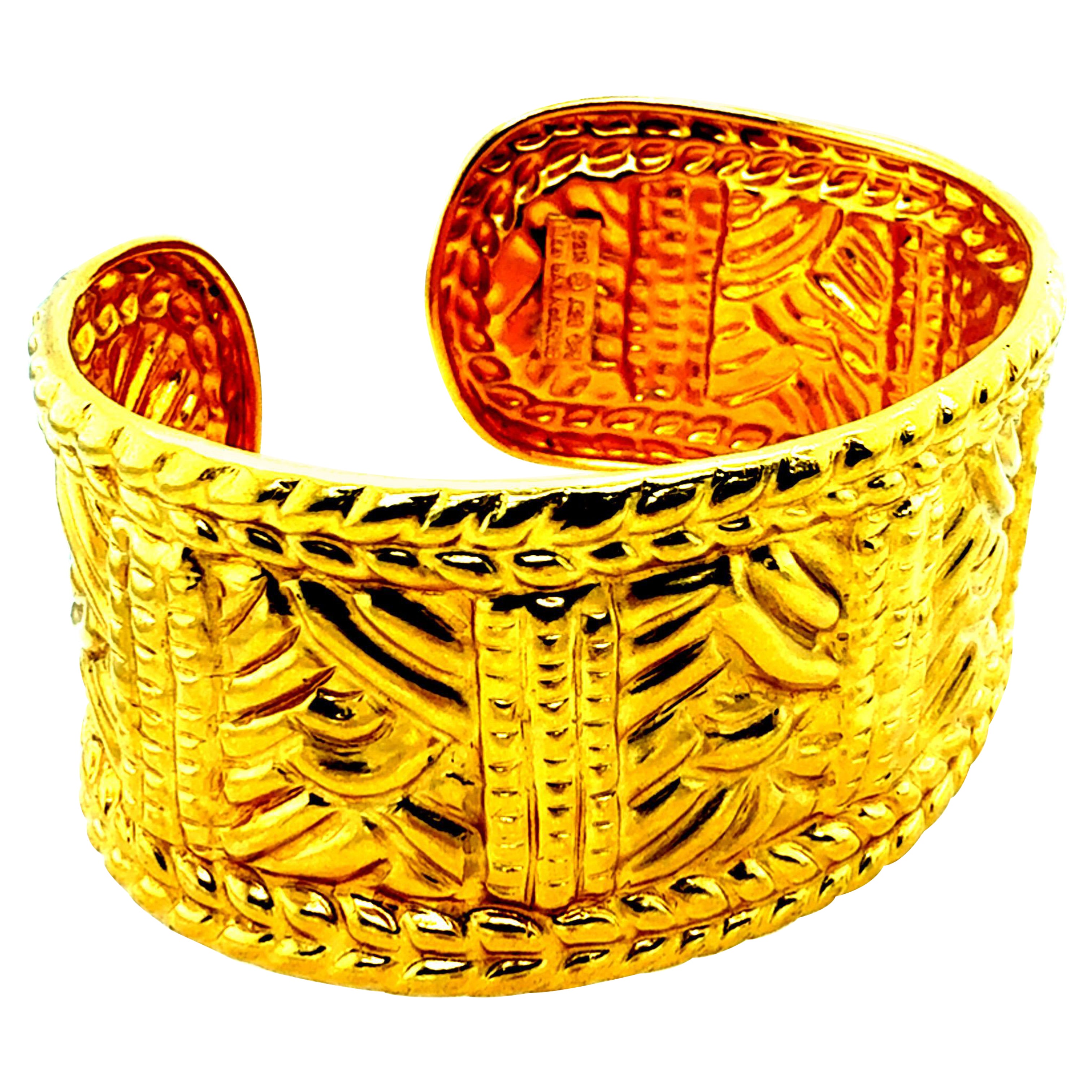 Rare Retro 22K Gold Ilias Lalaounis Statement Cuff Bracelet Circa 1970 For Sale