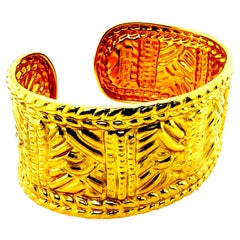 Rare Retro 22K Gold Ilias Lalaounis Statement Cuff Bracelet Circa 1970