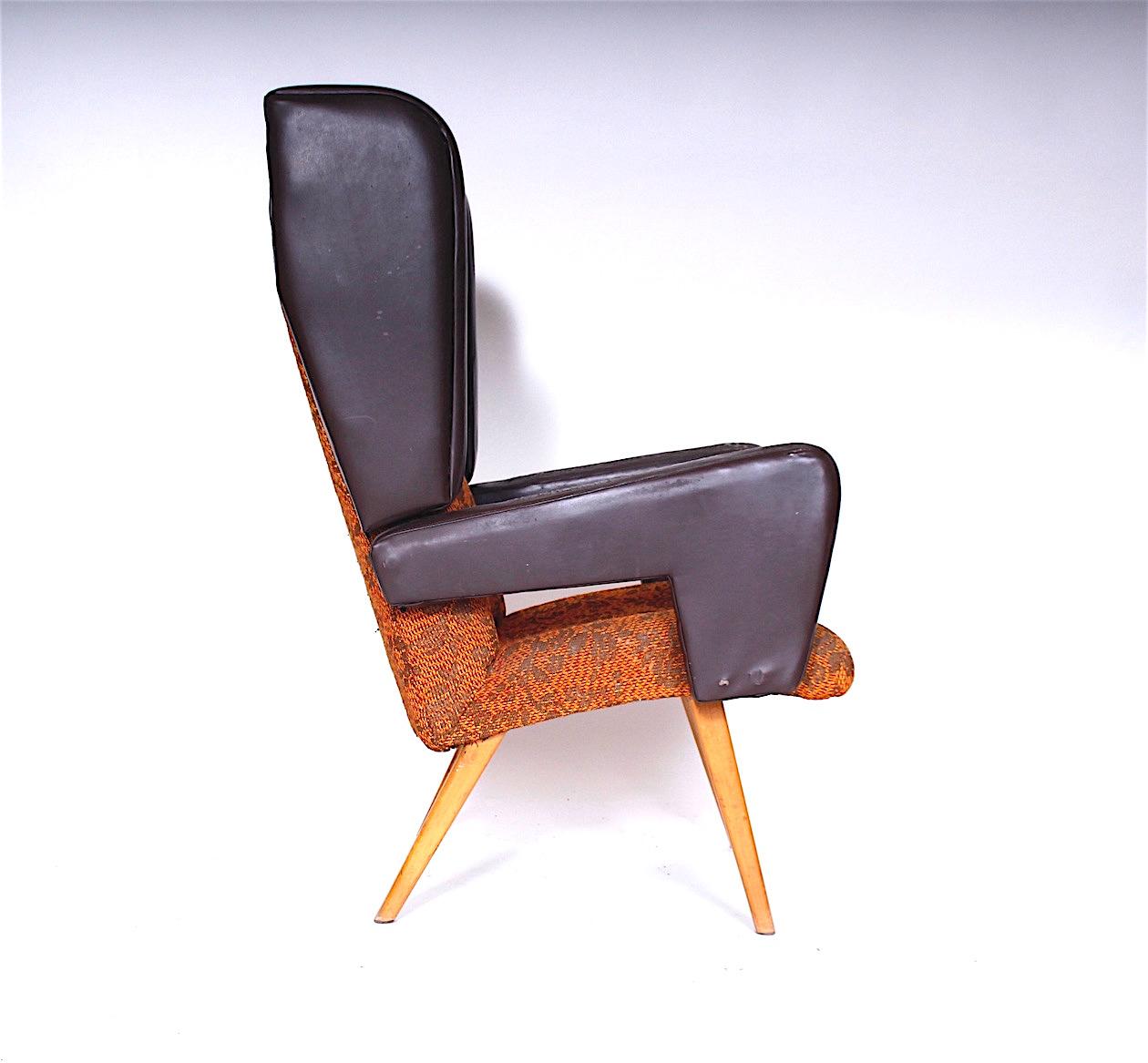 Czech Rare Retro Wing Chair, circa 1965