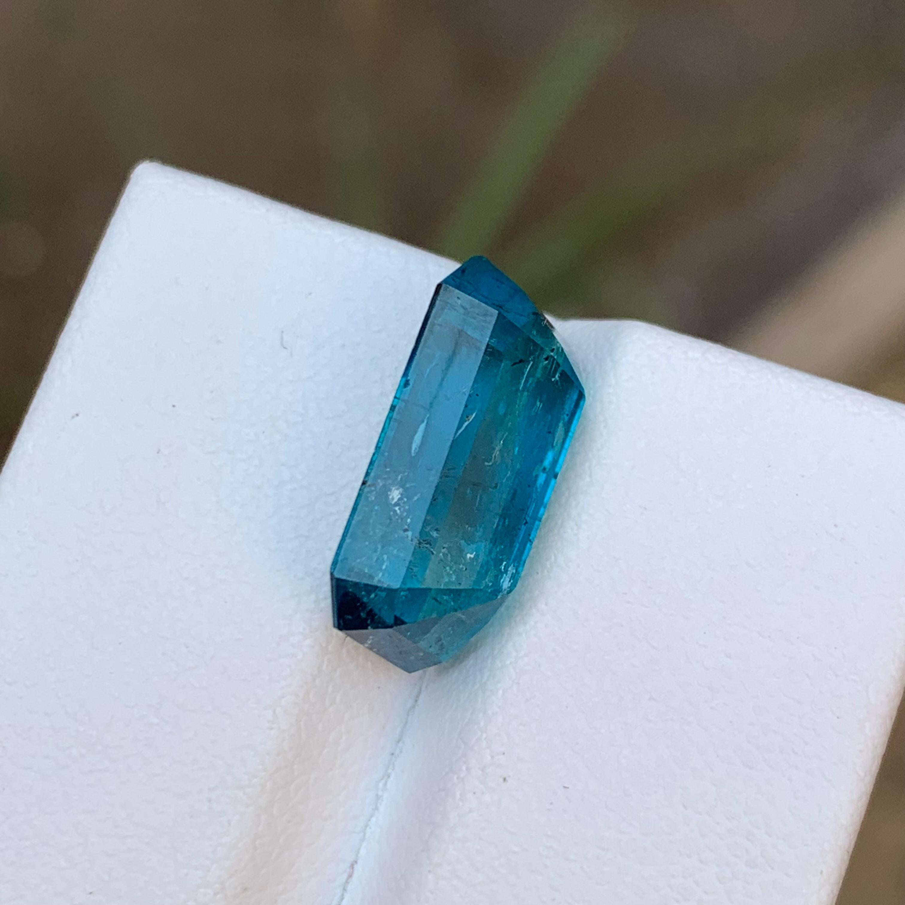Rare Rich Electric Blue Tourmaline Gemstone 7.20 Ct Emerald Cut for Ring/Pendant For Sale 1