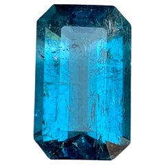 Rare Rich Electric Blue Tourmaline Gemstone 7.20 Ct Emerald Cut for Ring/Pendant