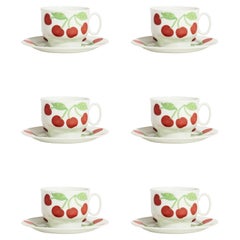 Rare Richard Ginori Cherry Coffee Cups Set of Six