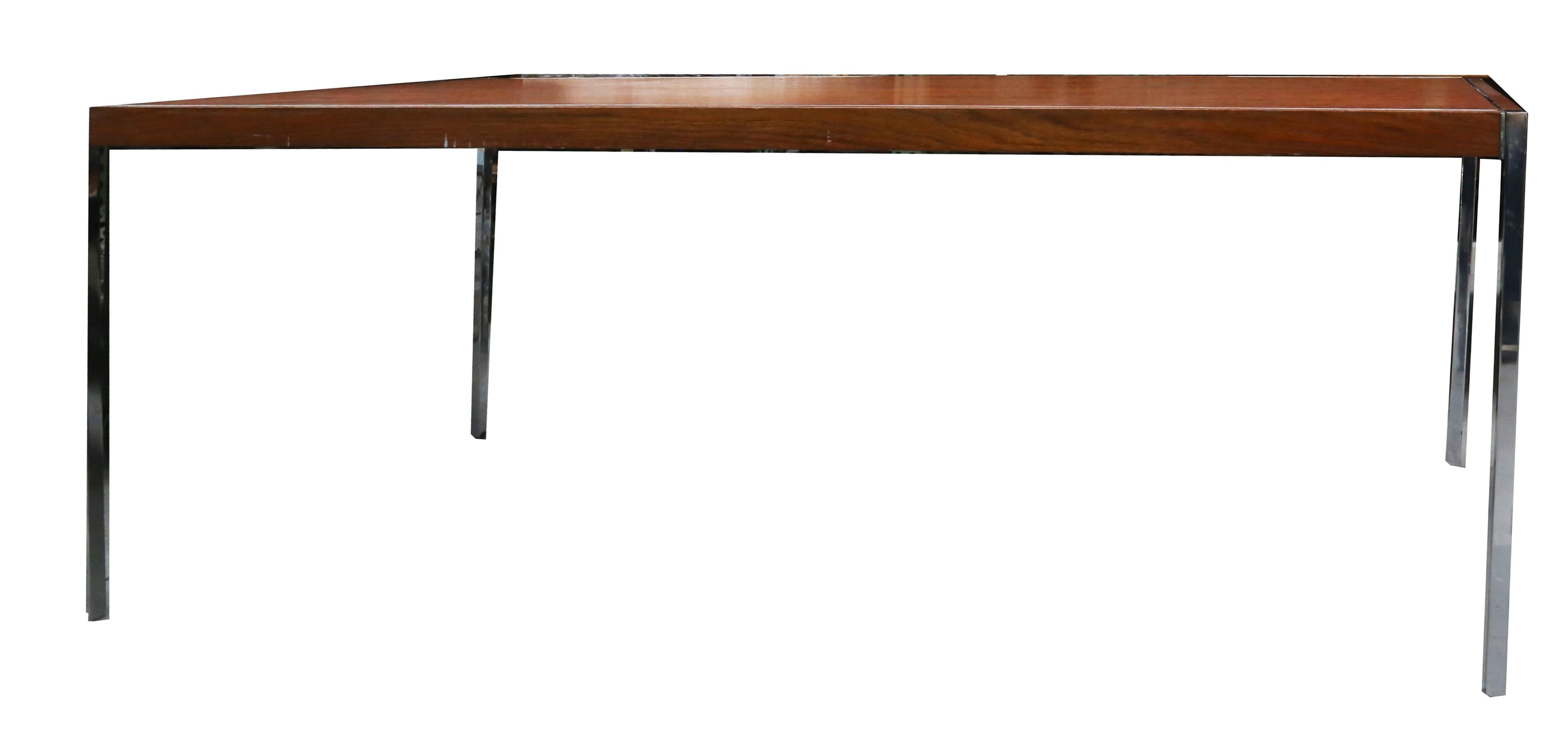 American Rare Richard Schultz Rosewood and Stainless Steel Dining Table/Desk by Knoll