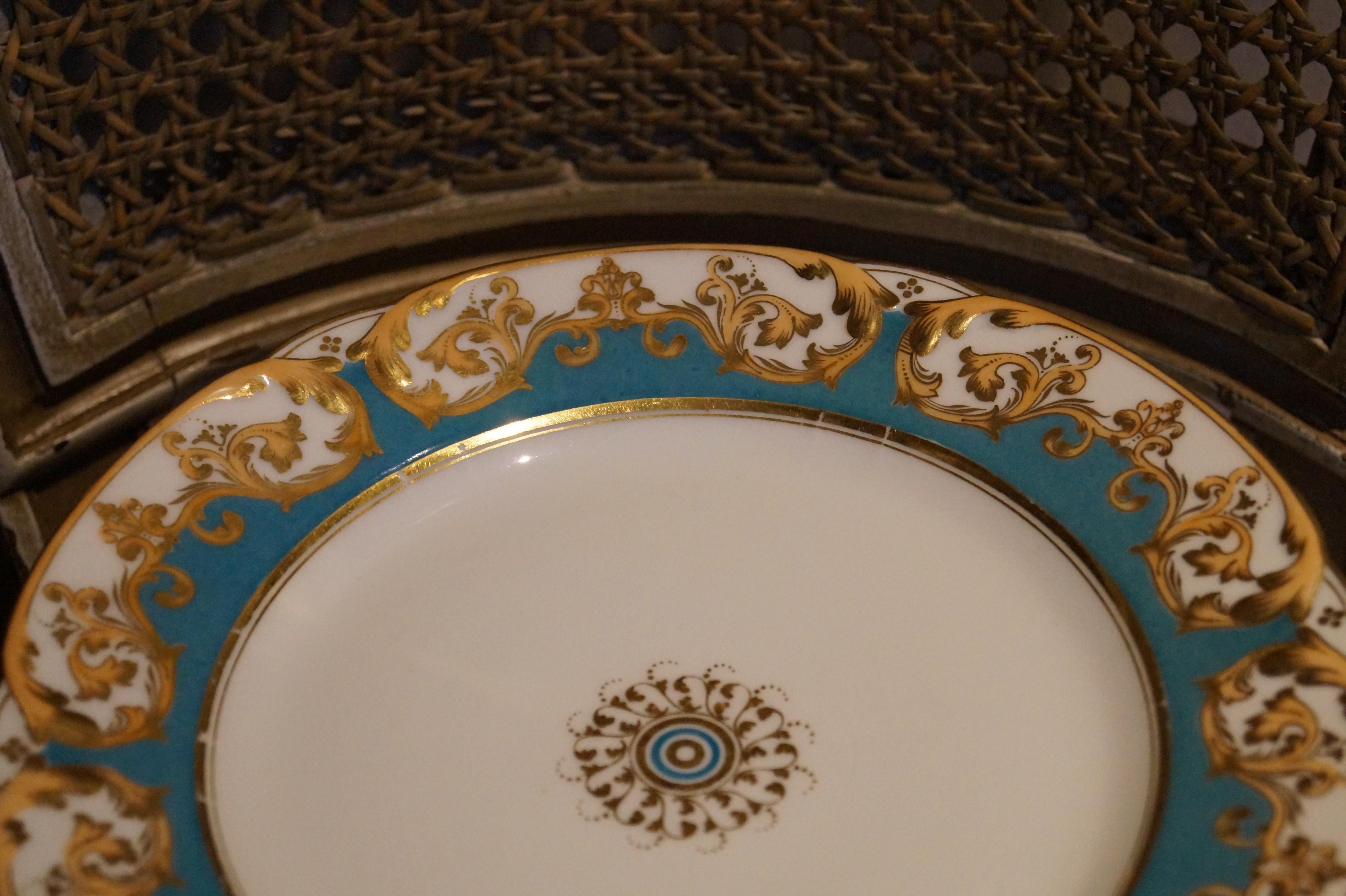 Porcelain Rare Richly Decorated Old Paris Dessert Plates, France, 1880