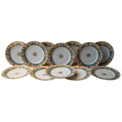 Rare Richly Decorated Old Paris Dessert Plates, France, 1880
