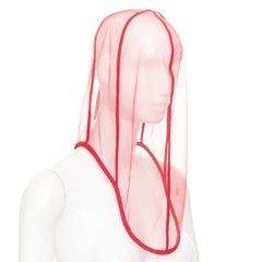 Seltene RICK OWENS 2024 Lido Runway – durchsichtige Nylon-Tüll-Helmmaske mit Kapuze und Schleier, Größe S