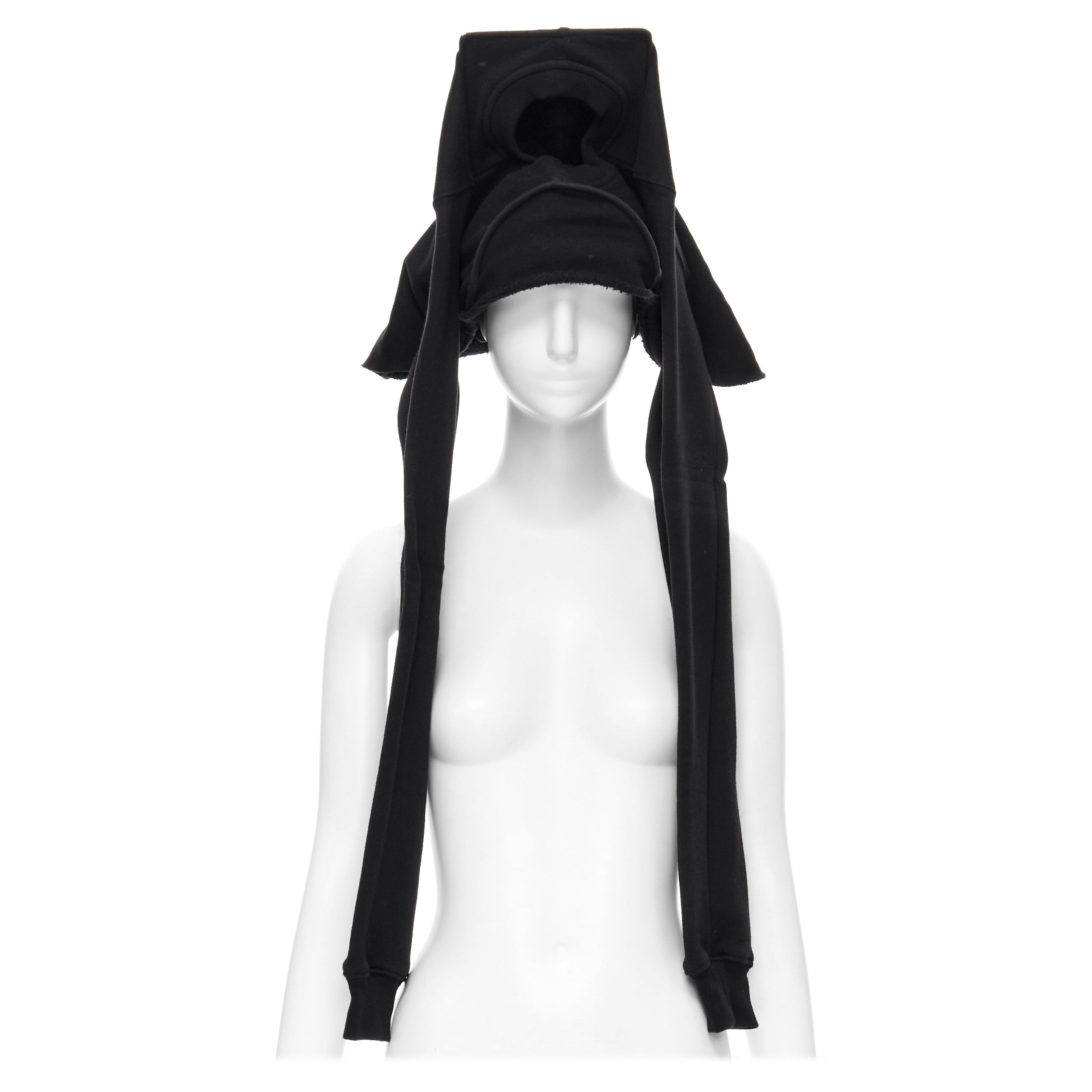 rare RICK OWENS Anubis Runway 2017 structured frame cotton hoodie hat