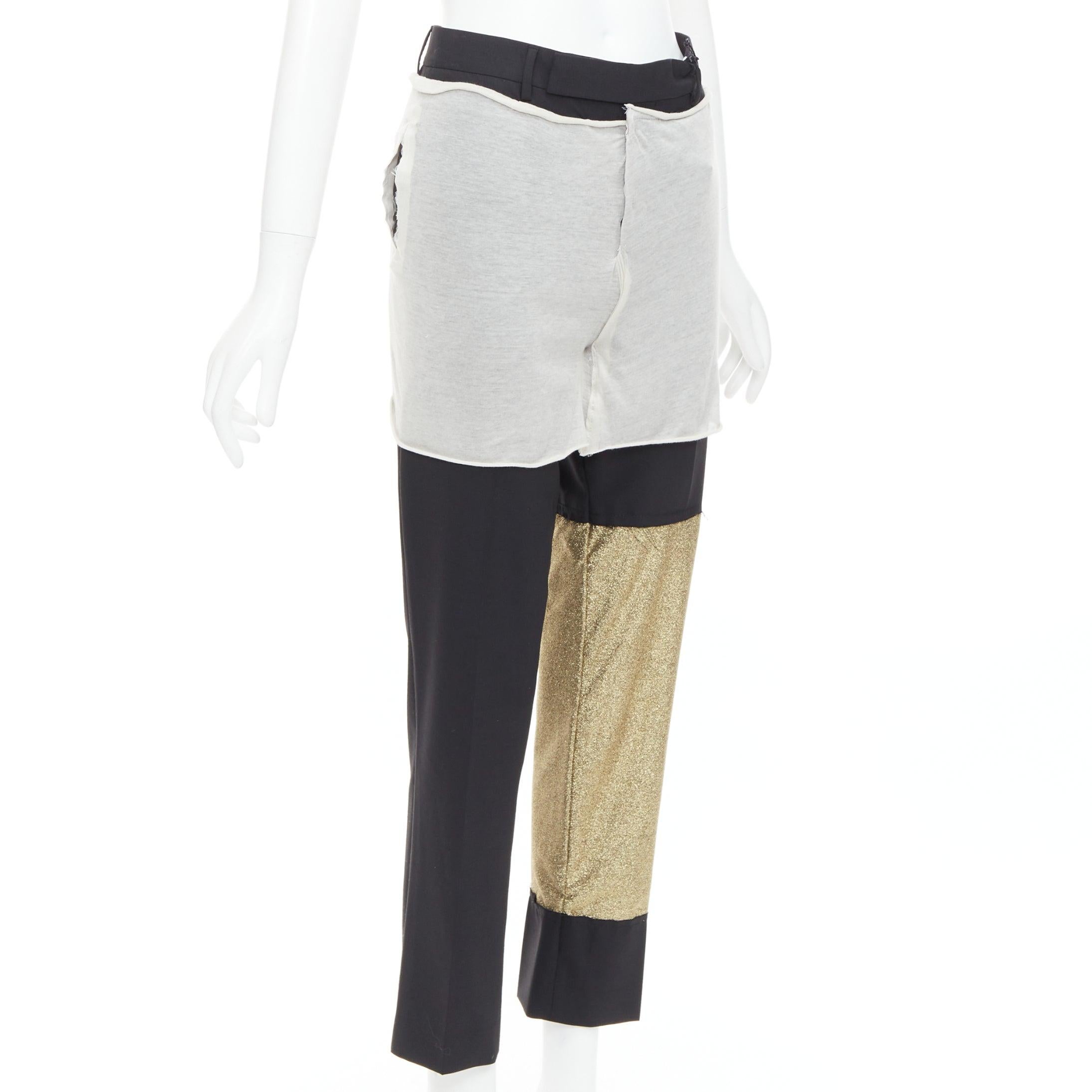 Gris RICK OWENS JOYCE 50e édition limitée pantalon gris doré patchwork IT38 XS en vente