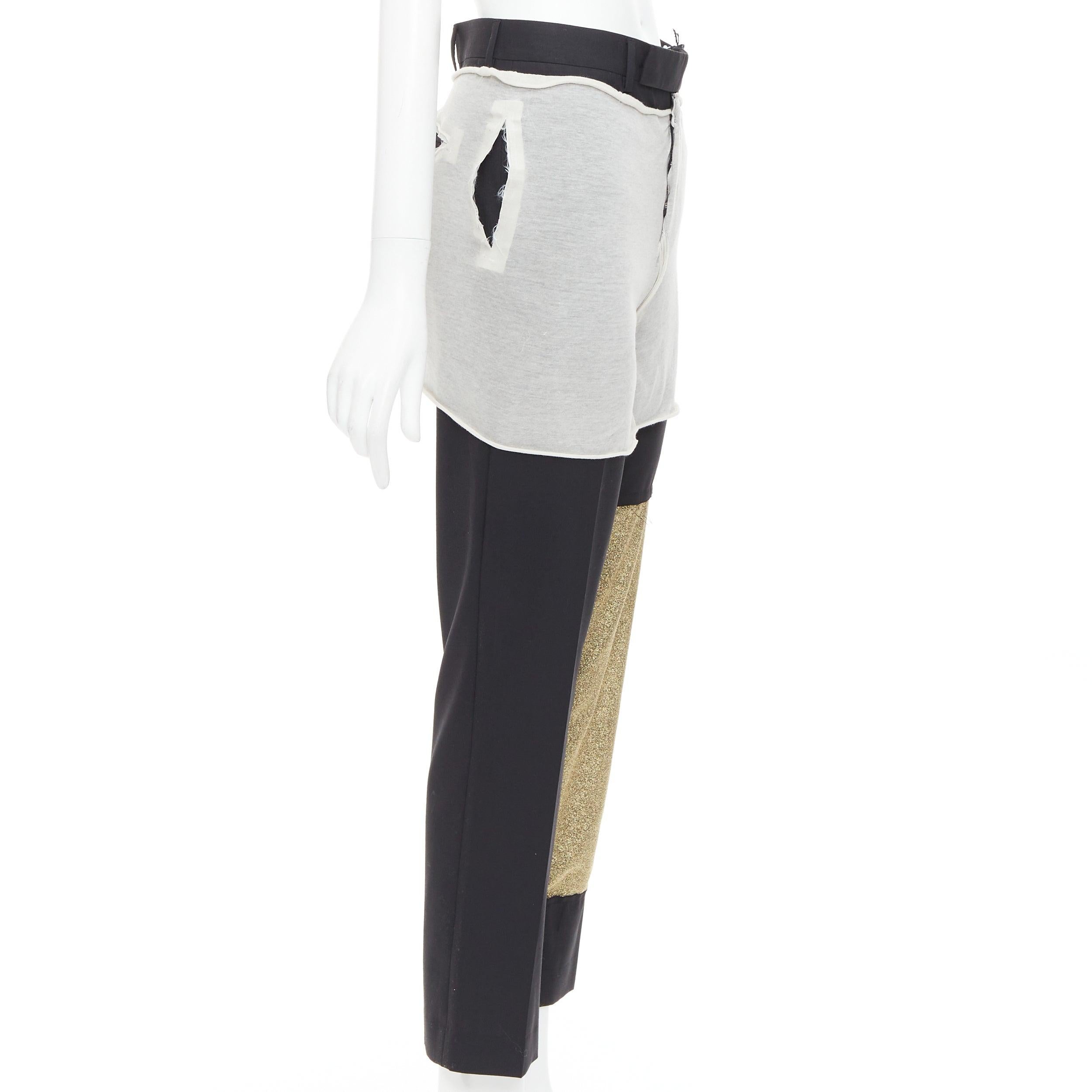 RICK OWENS JOYCE 50e édition limitée pantalon gris doré patchwork IT38 XS Bon état - En vente à Hong Kong, NT