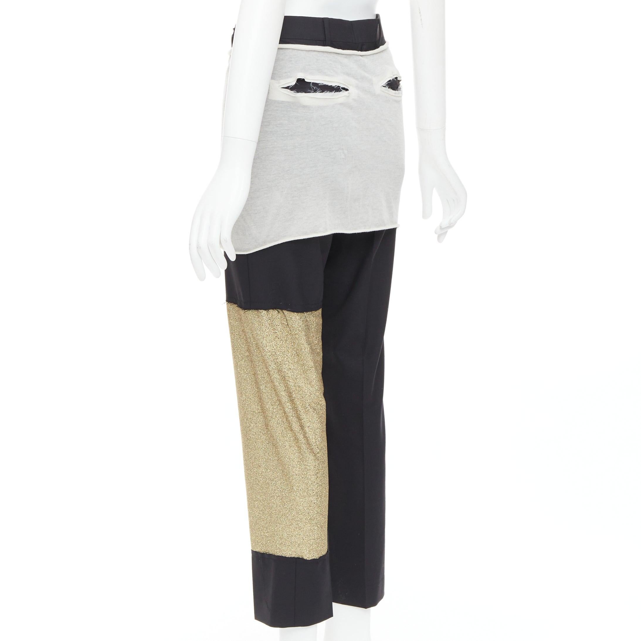 RICK OWENS JOYCE 50e édition limitée pantalon gris doré patchwork IT38 XS en vente 1