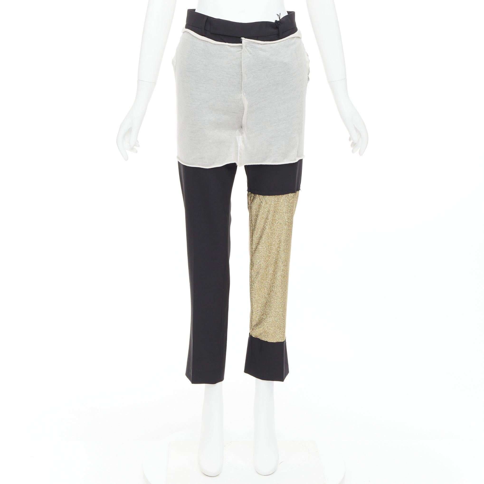 RICK OWENS JOYCE 50e édition limitée pantalon gris doré patchwork IT38 XS en vente 4
