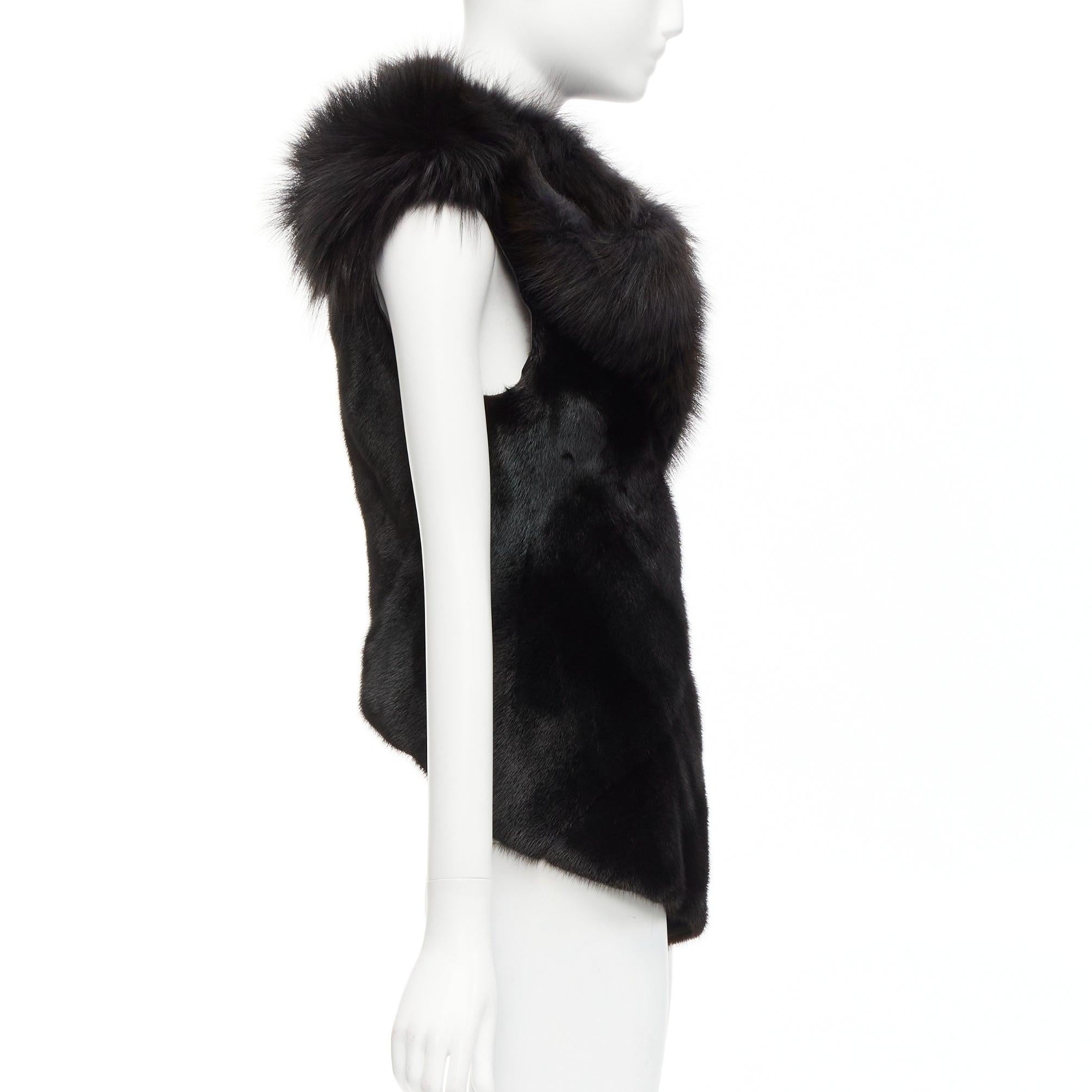 rare RICK OWENS Palais Royale black mixed fur asymmetric zipper vest top jacket For Sale 1