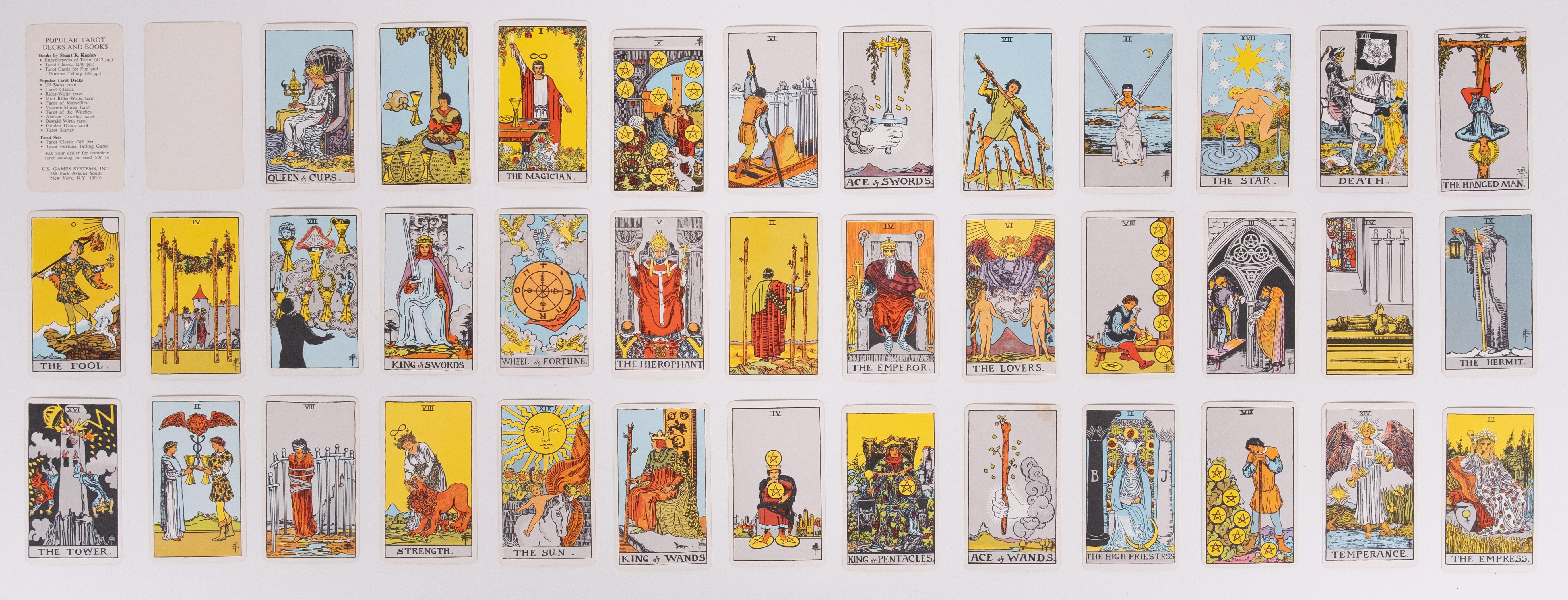 Seltene Rider Waite Blue Box Tarot, Final Edition Rider & Co, 1976-1977 im Zustand „Gut“ im Angebot in Den Haag, NL