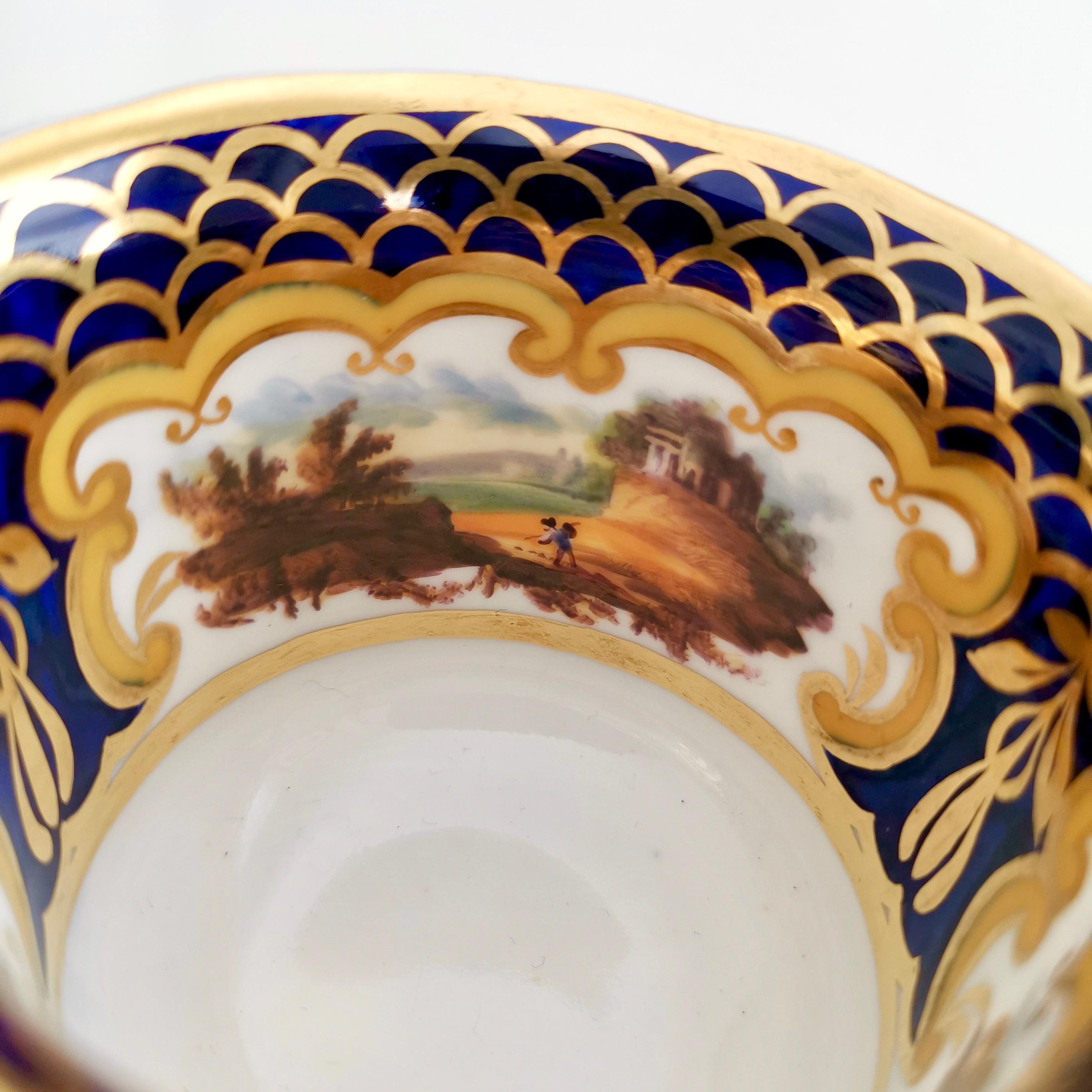 Rare Ridgway Coffee Cup, Cobalt Blue, Gilt and Sublime Landscapes, circa 1825 5