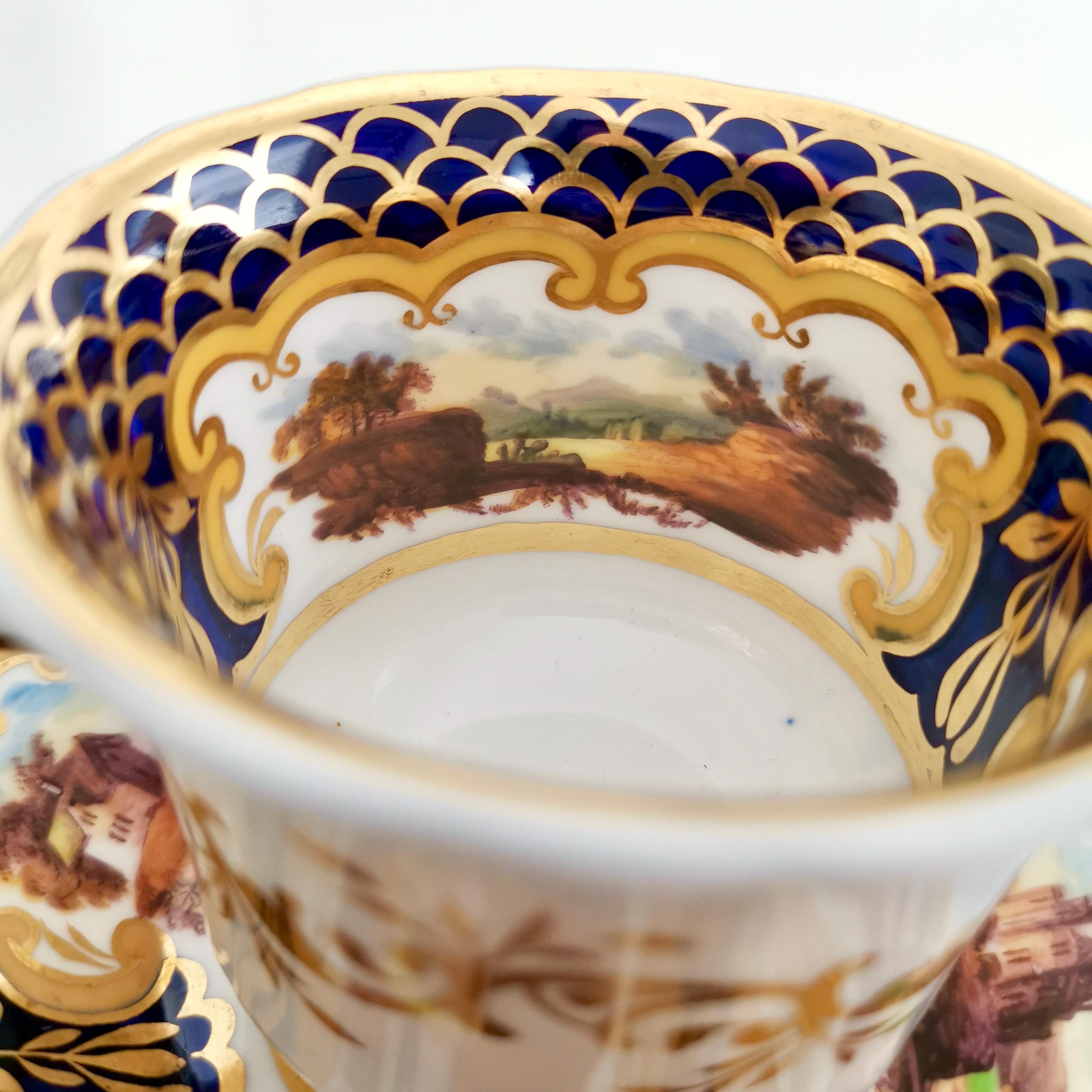 Rare Ridgway Coffee Cup, Cobalt Blue, Gilt and Sublime Landscapes, circa 1825 6
