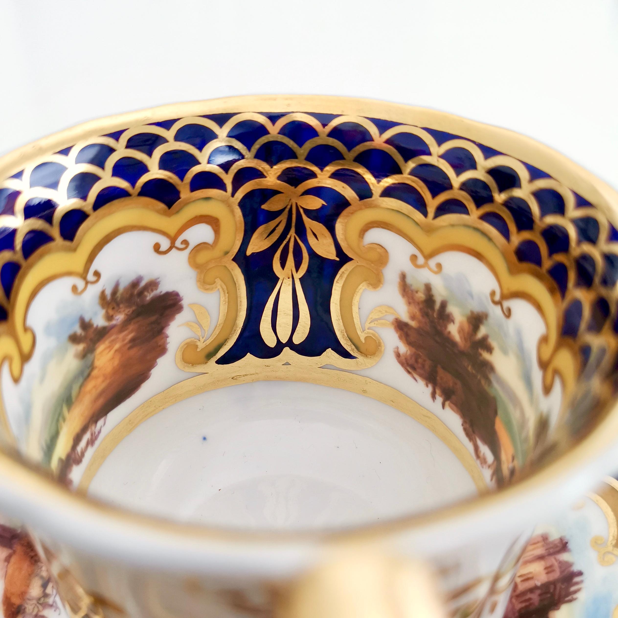 Rare Ridgway Coffee Cup, Cobalt Blue, Gilt and Sublime Landscapes, circa 1825 7
