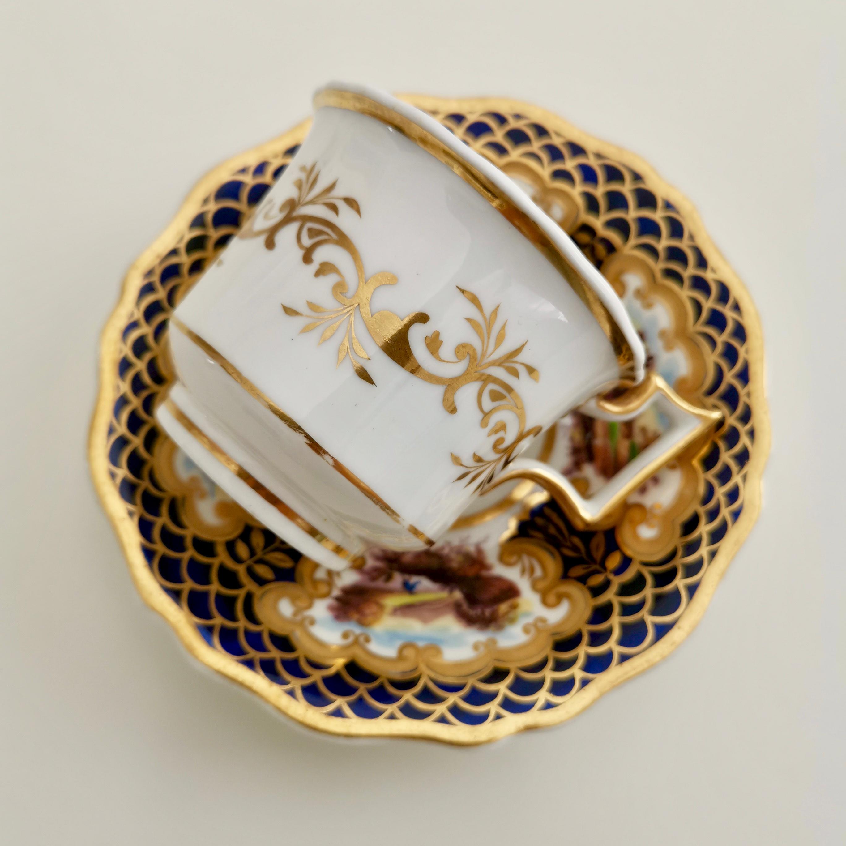 English Rare Ridgway Coffee Cup, Cobalt Blue, Gilt and Sublime Landscapes, circa 1825