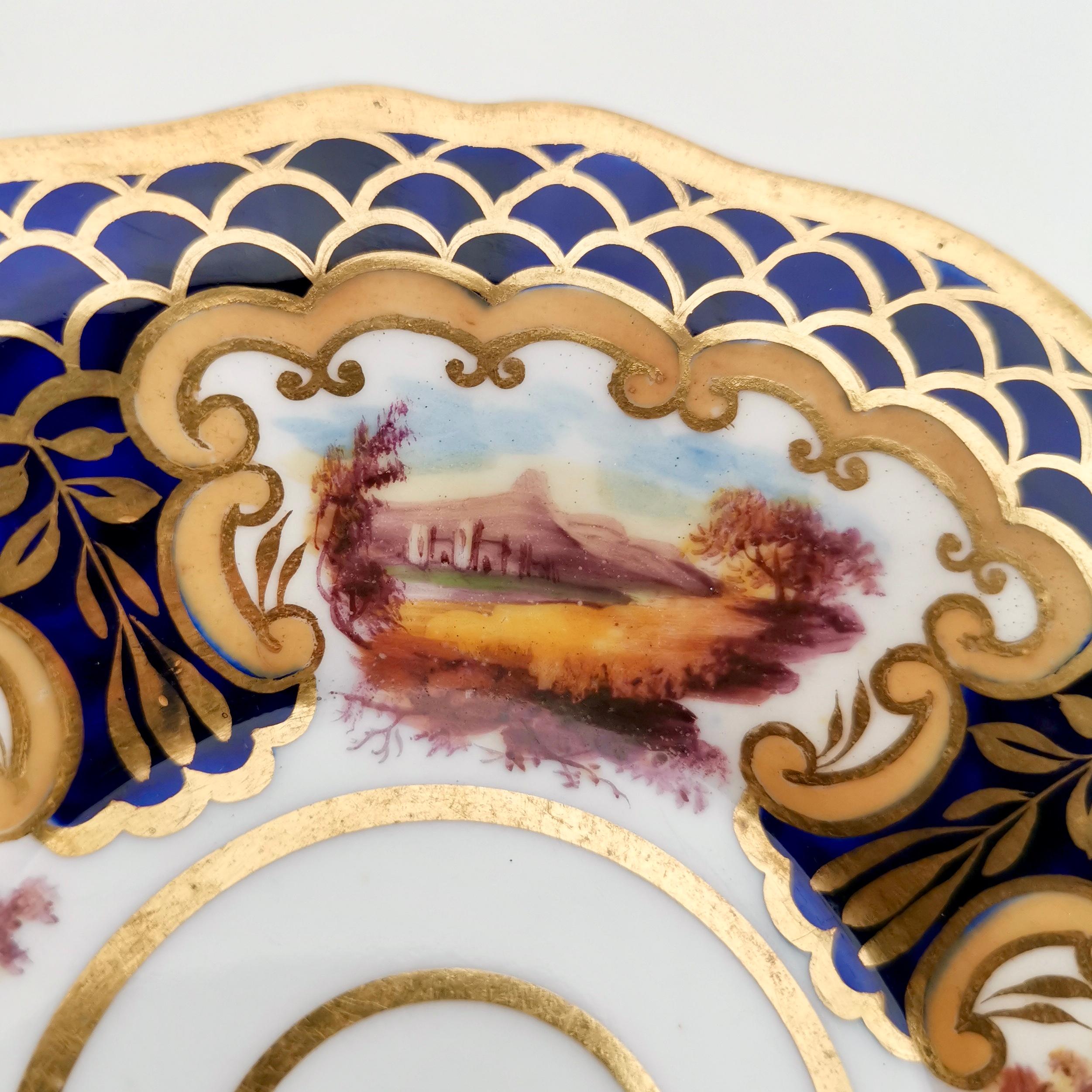 Rare Ridgway Coffee Cup, Cobalt Blue, Gilt and Sublime Landscapes, circa 1825 1