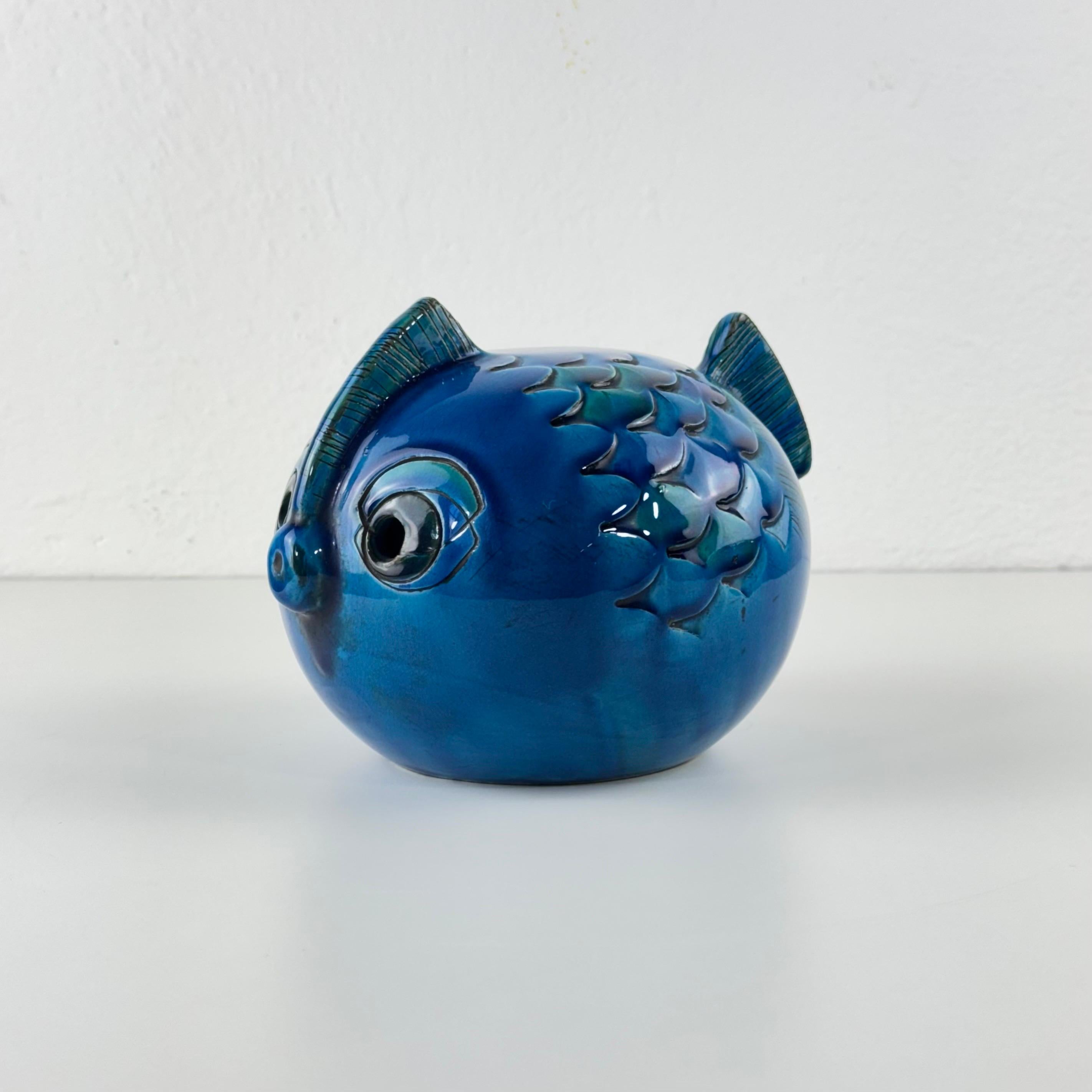 Vernissé Rare poisson en céramique 