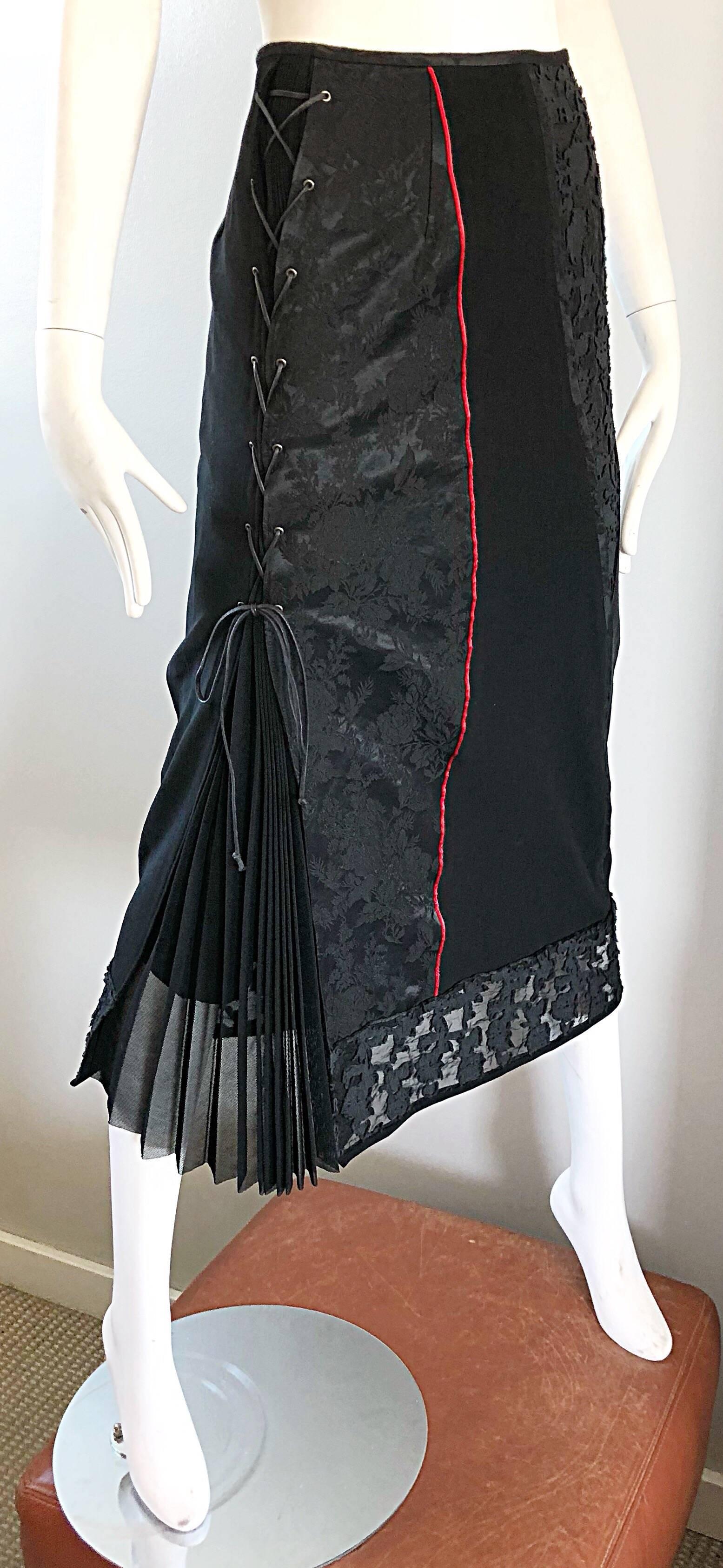 Rare Ritsuko Shirahama 1990s Black Lace Avant Garde Japanese Vintage 90s Skirt 1