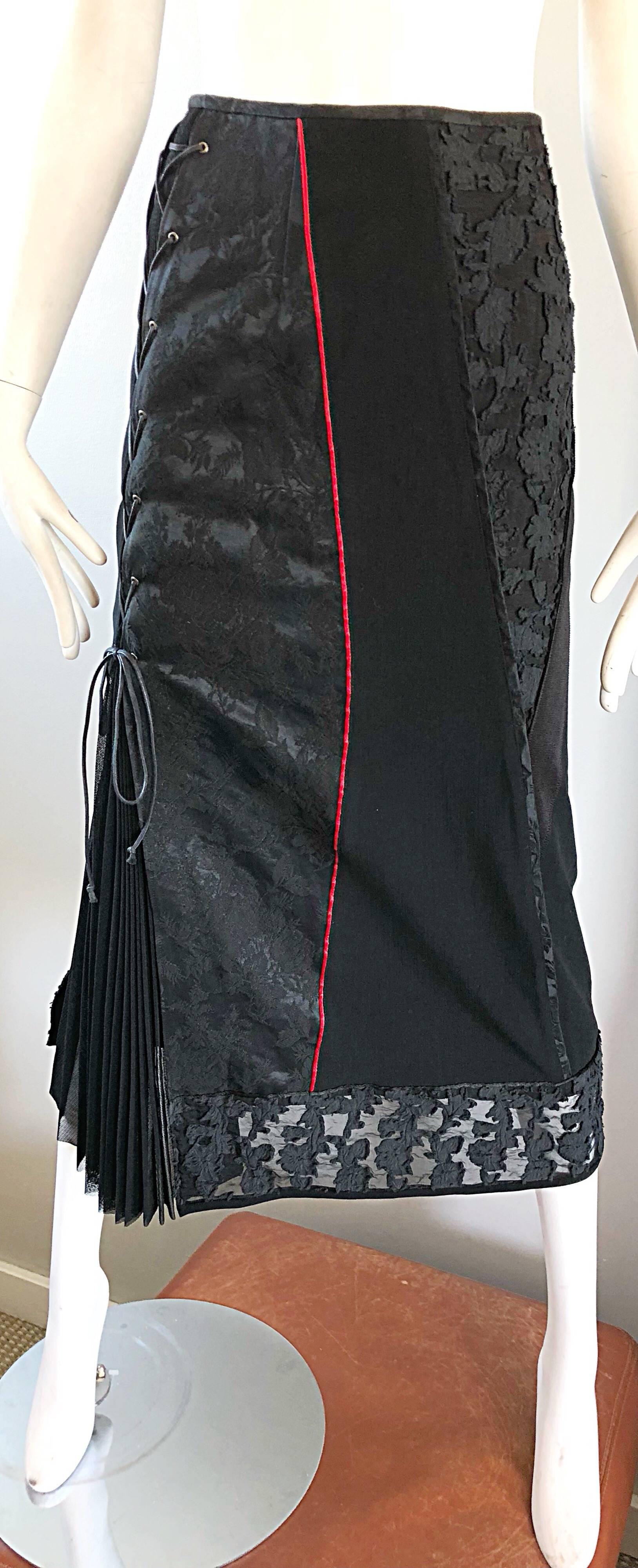 Rare Ritsuko Shirahama 1990s Black Lace Avant Garde Japanese Vintage 90s Skirt 2