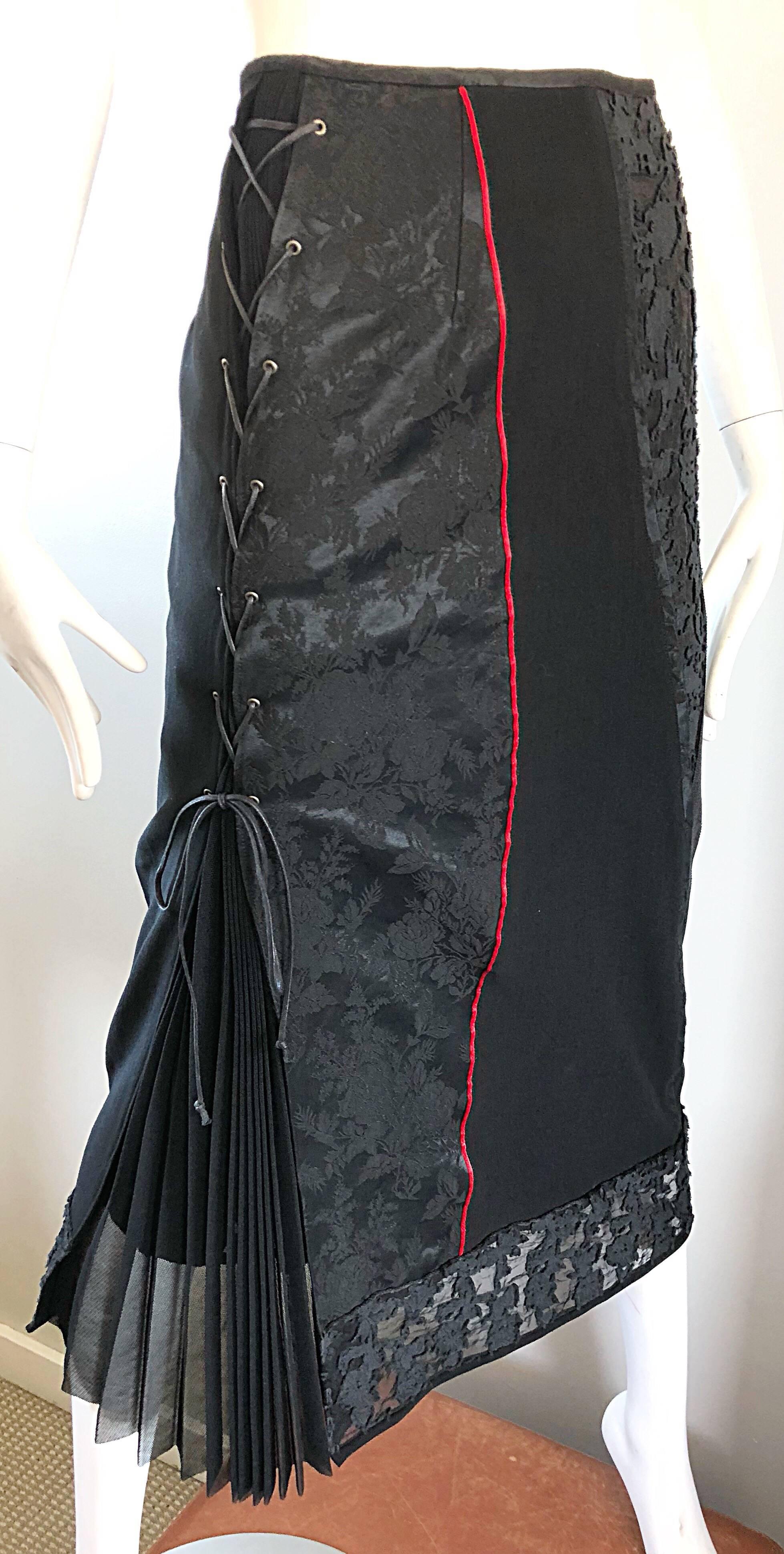 Rare Ritsuko Shirahama 1990s Black Lace Avant Garde Japanese Vintage 90s Skirt 3
