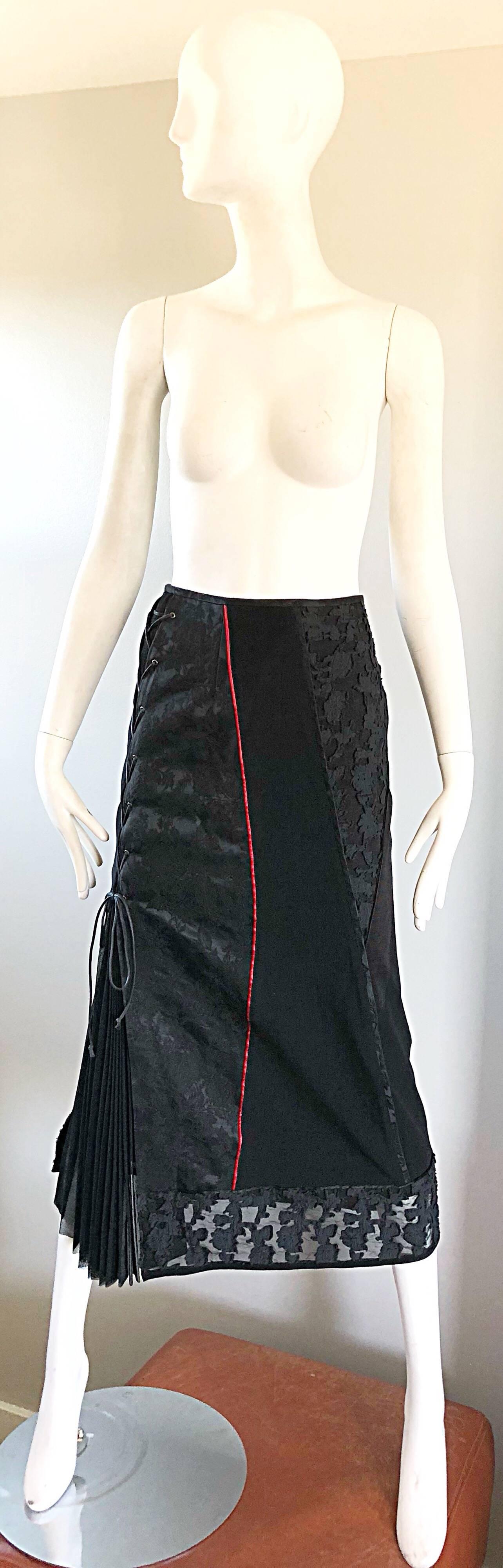 Rare Ritsuko Shirahama 1990s Black Lace Avant Garde Japanese Vintage 90s Skirt 5
